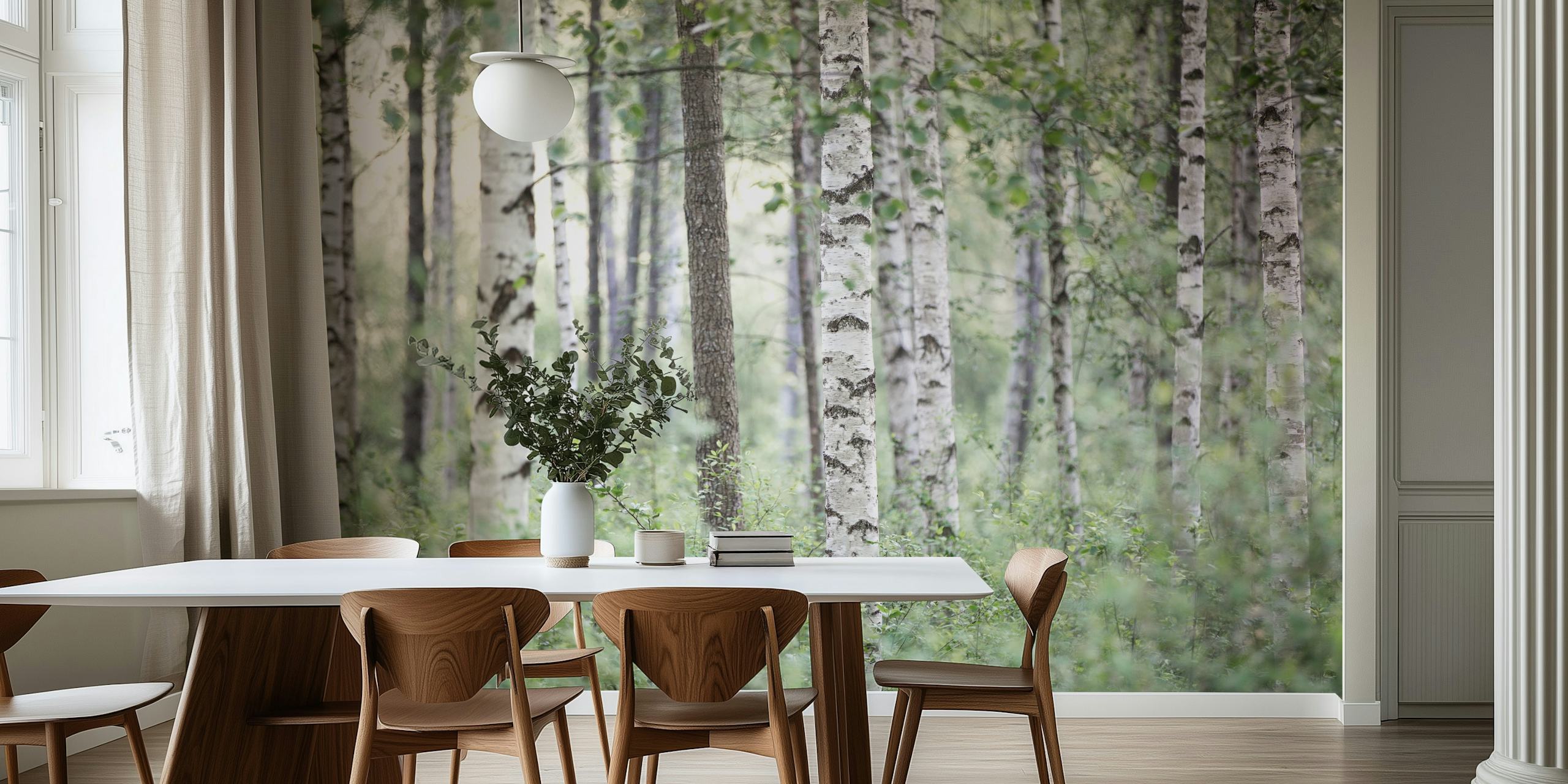 Birch Trees tapet i en stue