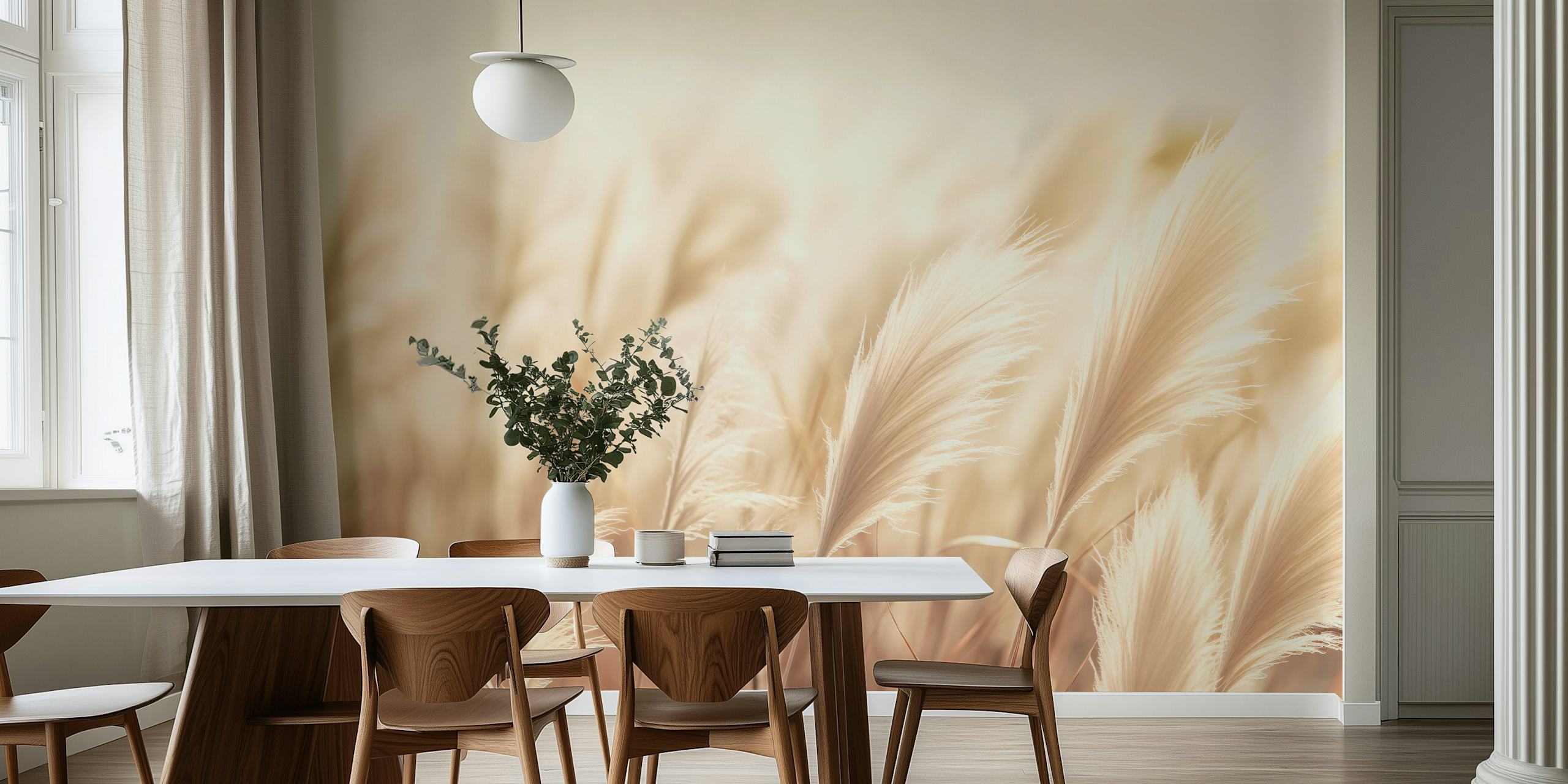Soft beige grass wallpaper with gentle swirls, natural style
