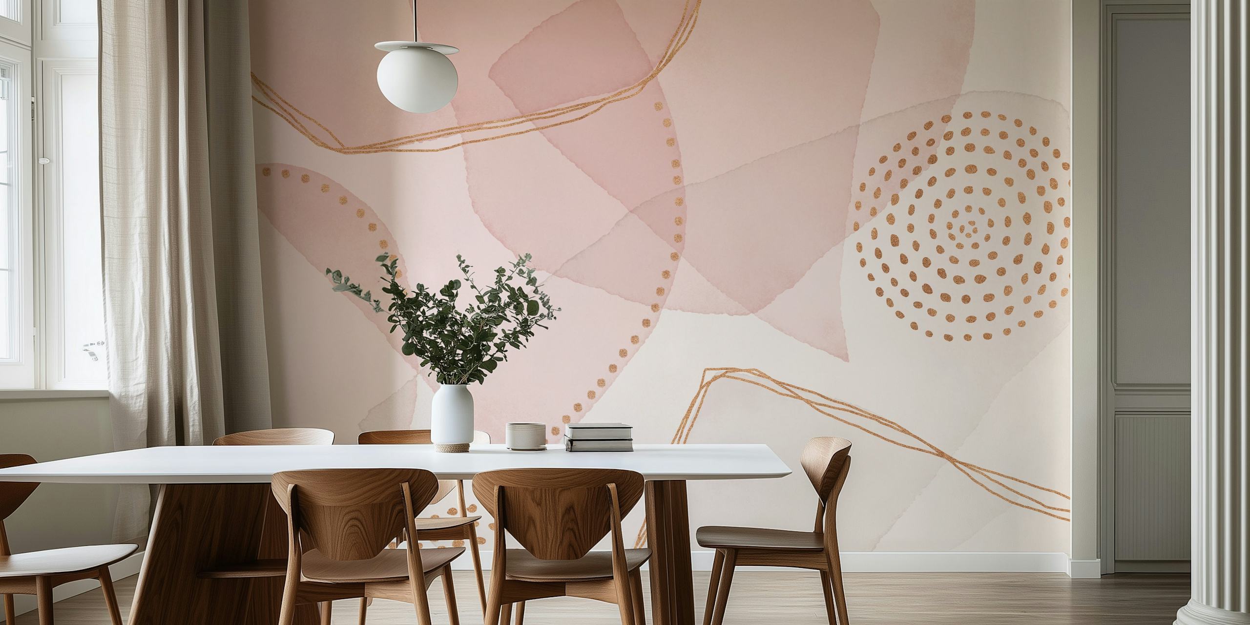 Pastel αφηρημένα σχήματα τοιχογραφία με μια μποέμ πολυτελή ατμόσφαιρα