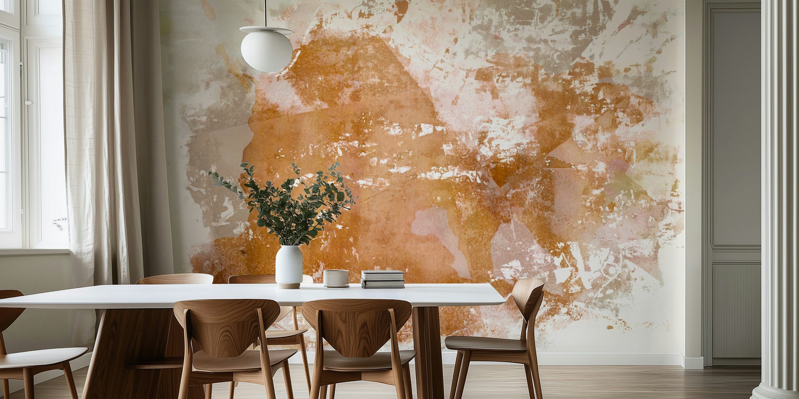 Murale murale inspirée de la Terre japonaise avec des tons sereins et terreux et un motif texturé