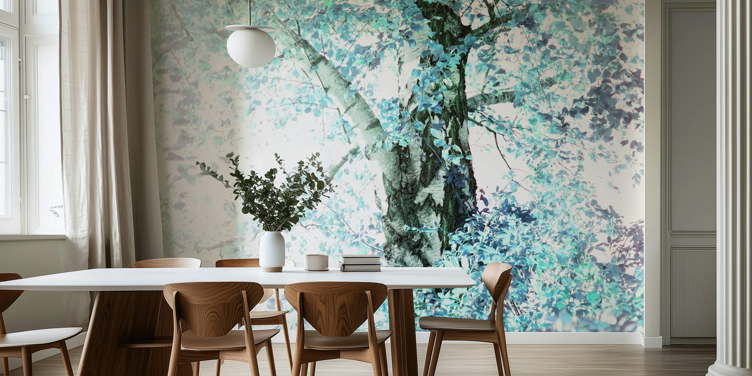 Dreamy Birch Tree 2 wallpaper in interior setting.
