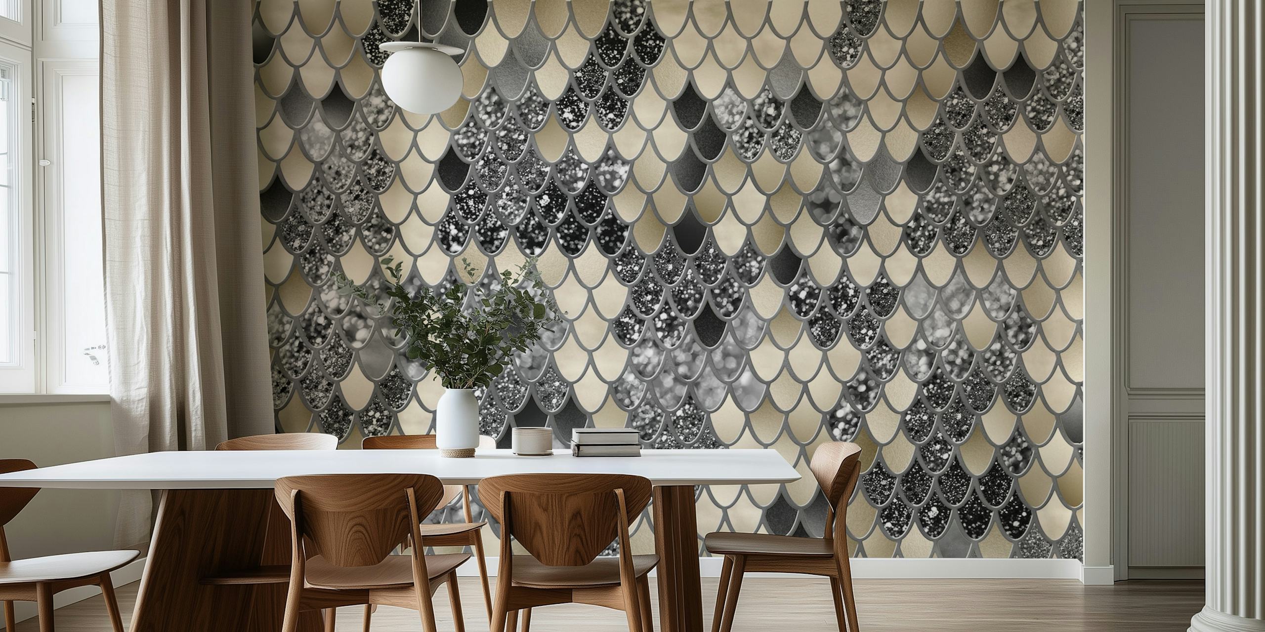 Fototapeta Zlatá Stříbrná Černá Mořská panna Scales