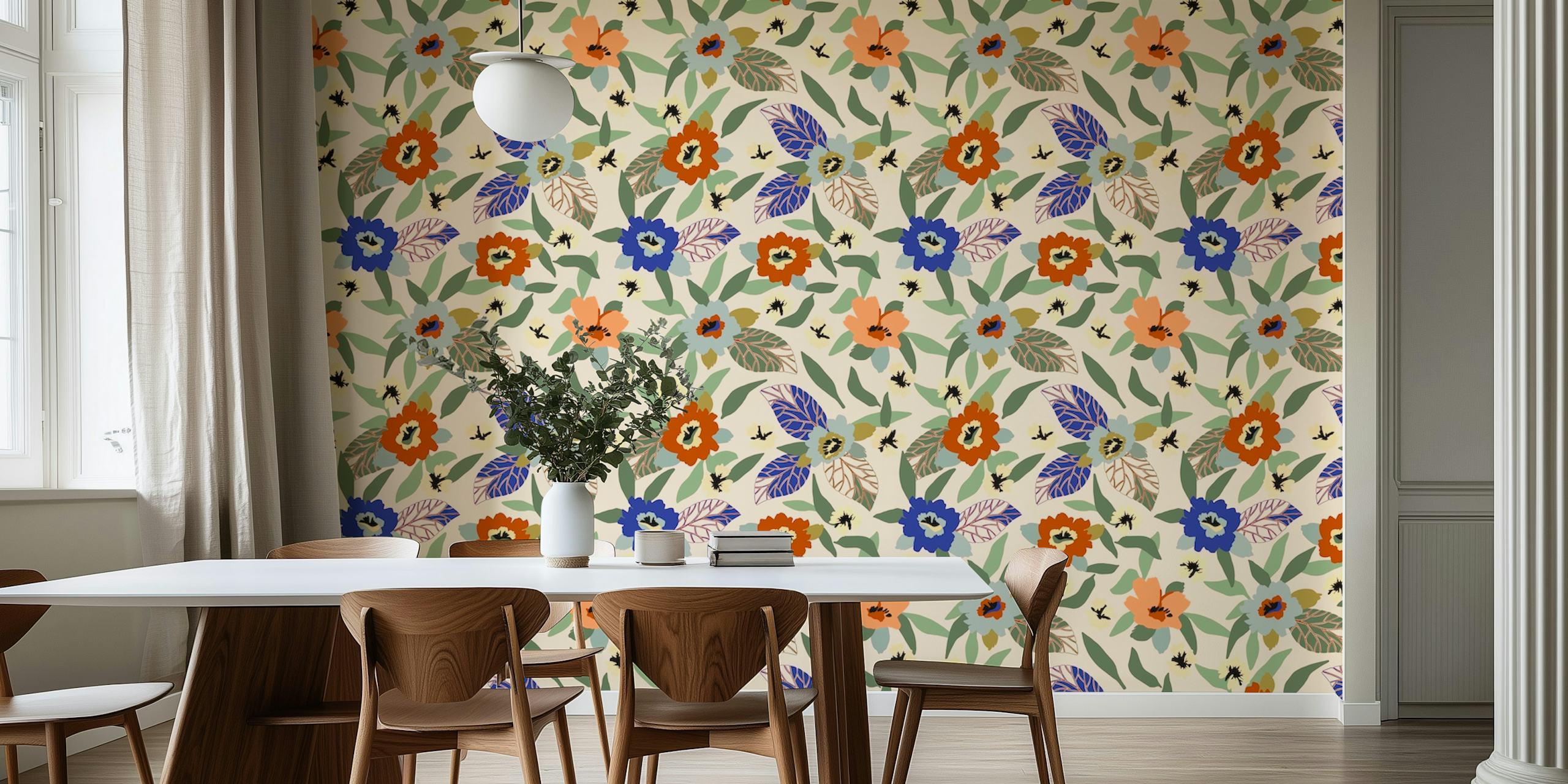 Modern Floral Garden CDP 1 veggmaleridesign med en blanding av moderne farger og klassiske blomstermønstre