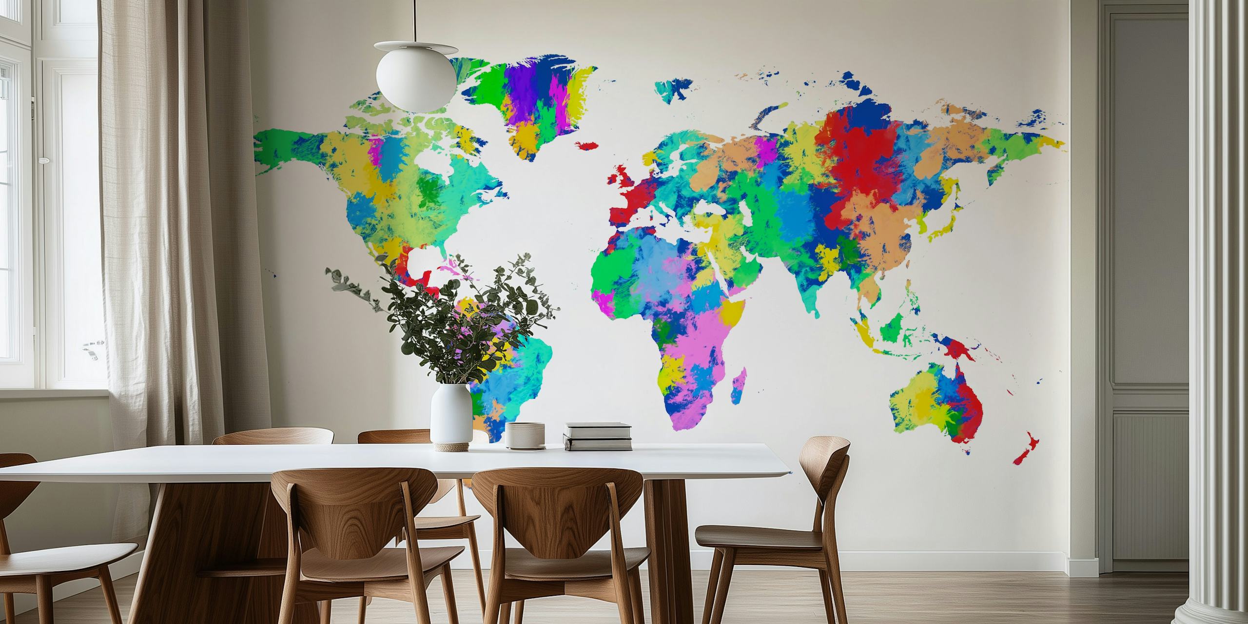 World Map Watercolor tapet i et rom
