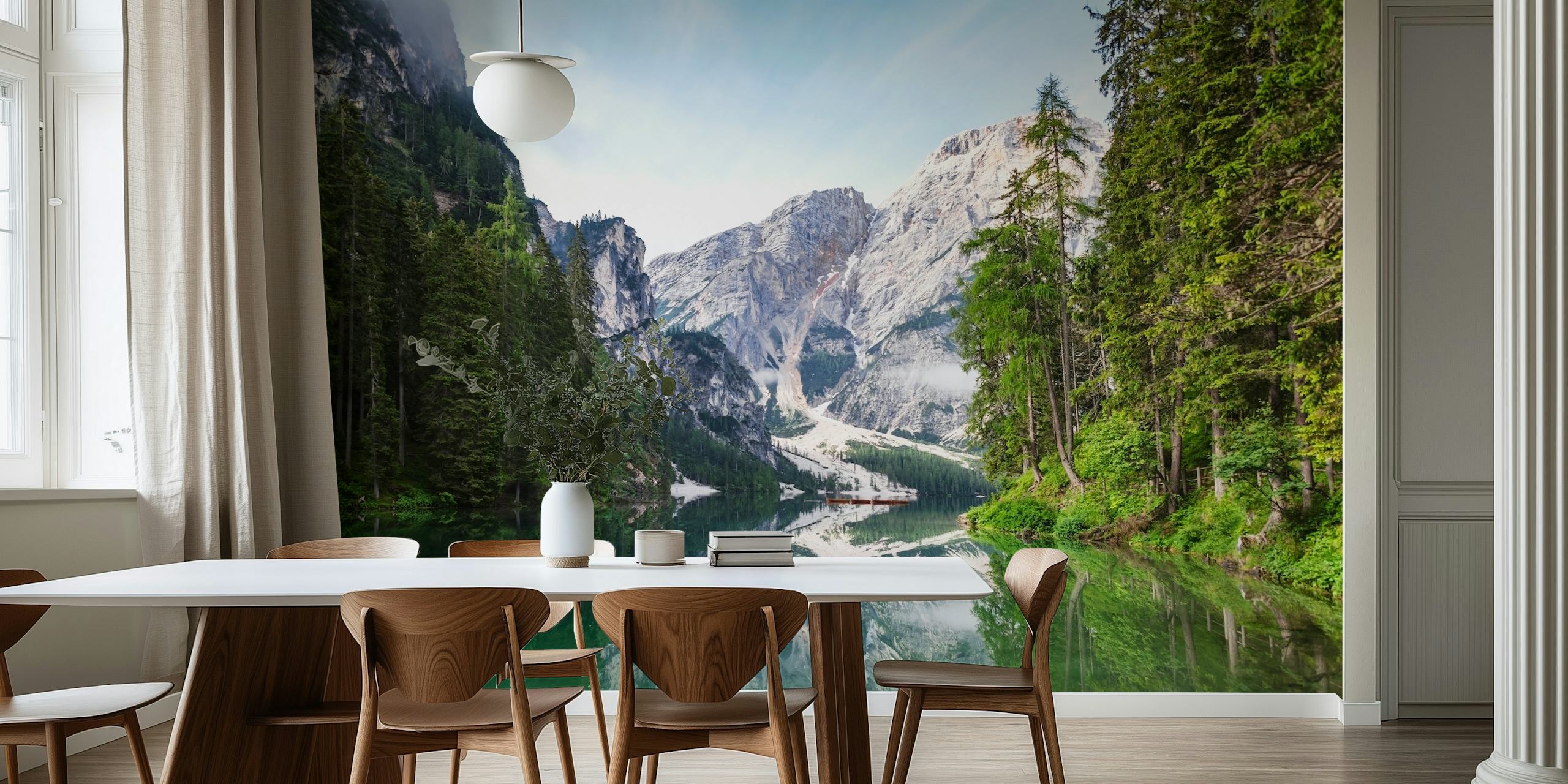 Braies Lake behang in een kamer