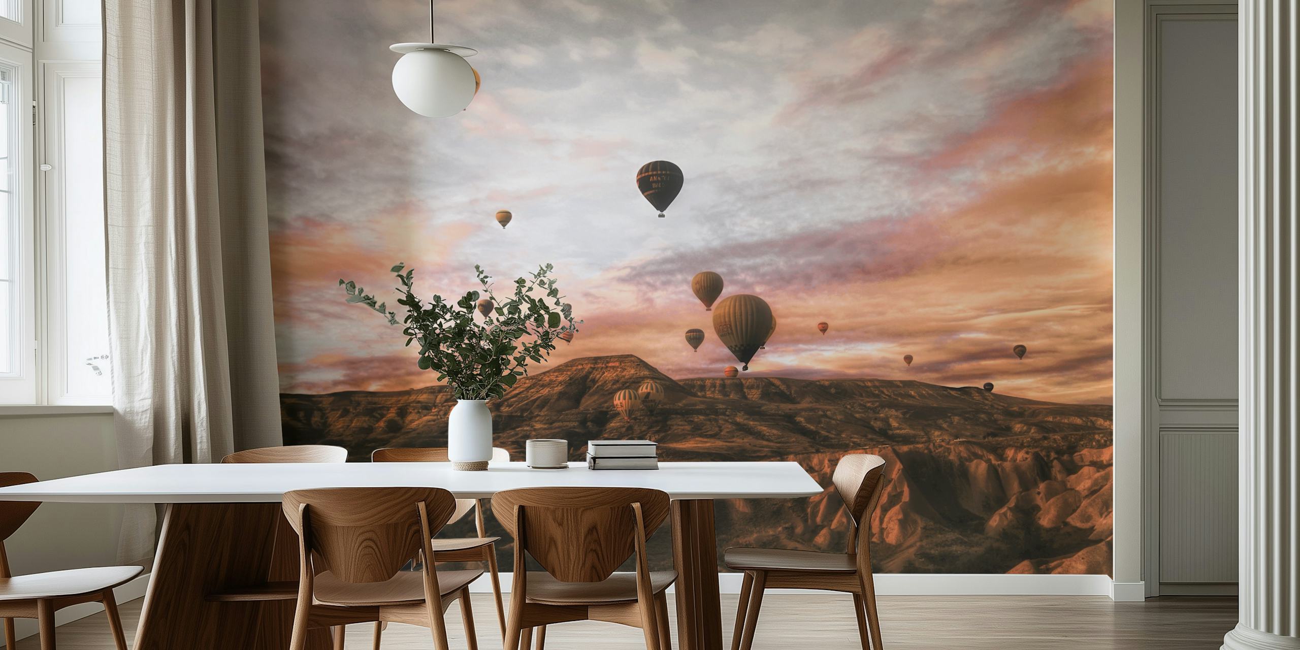 Cappadocia varmluftsballonger vid soluppgången fototapet