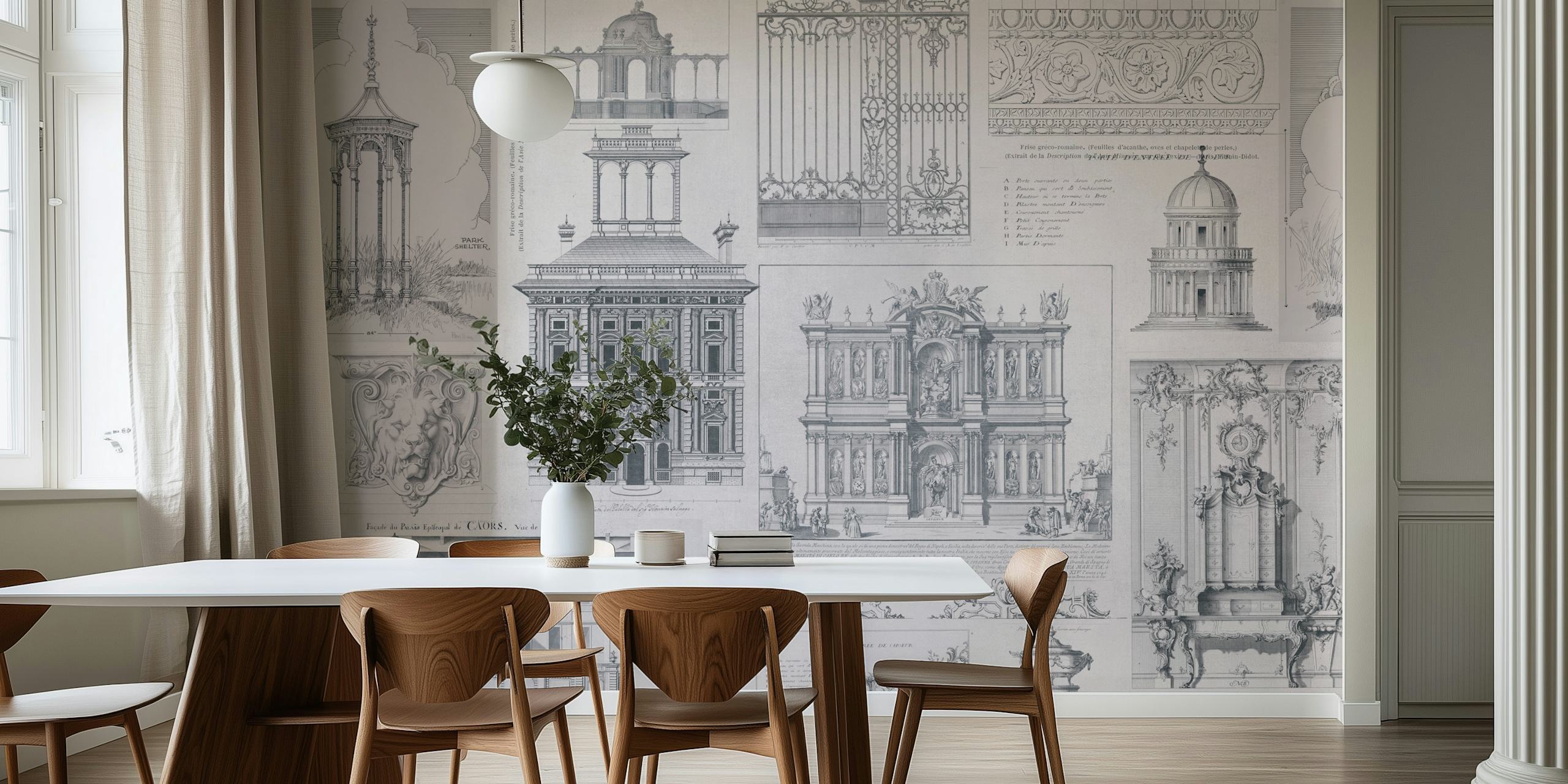Classic Architecture Collage Grey nella stanza