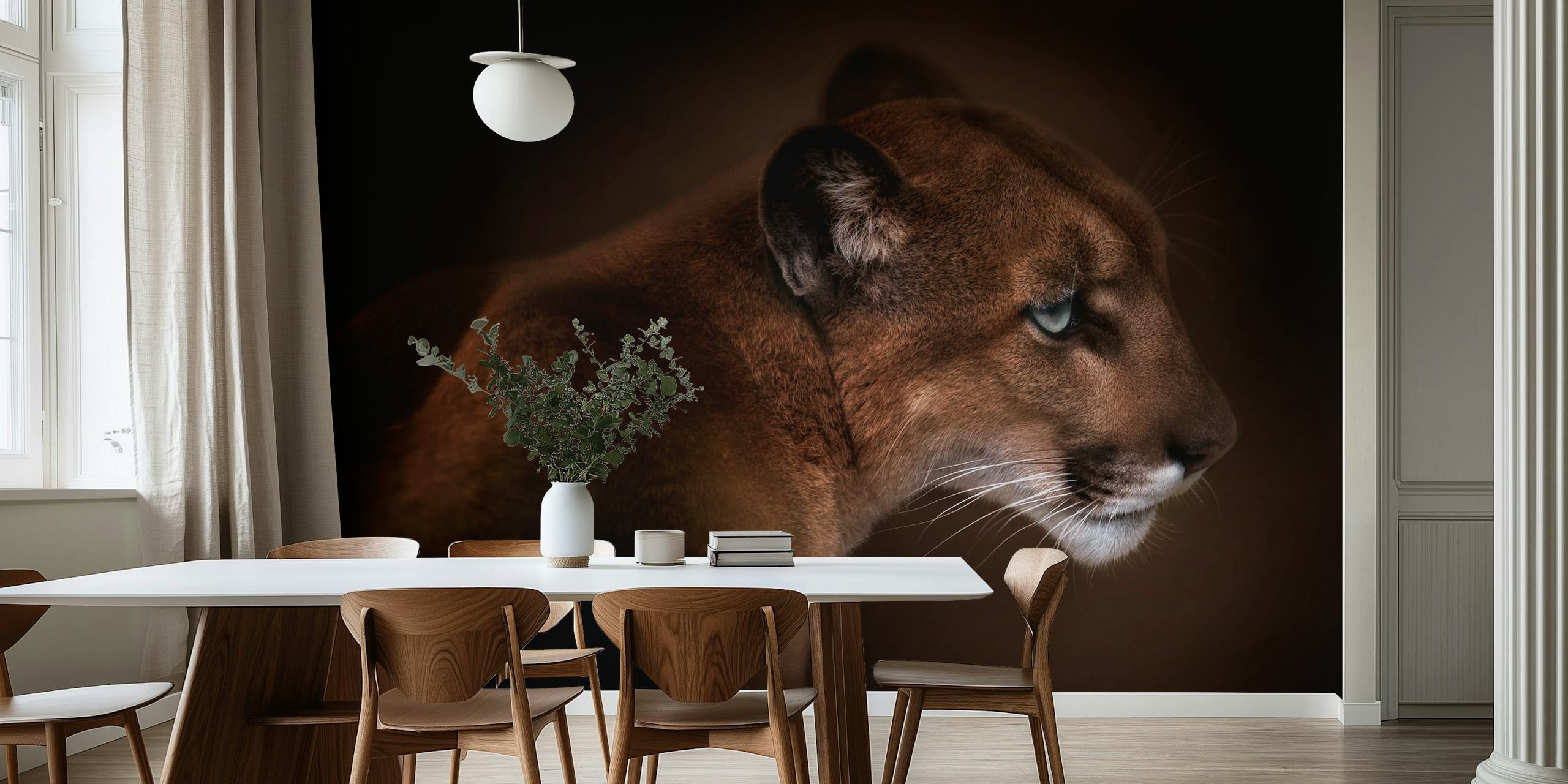 Puma profile with dark brown tones and sharp features wallpaper
