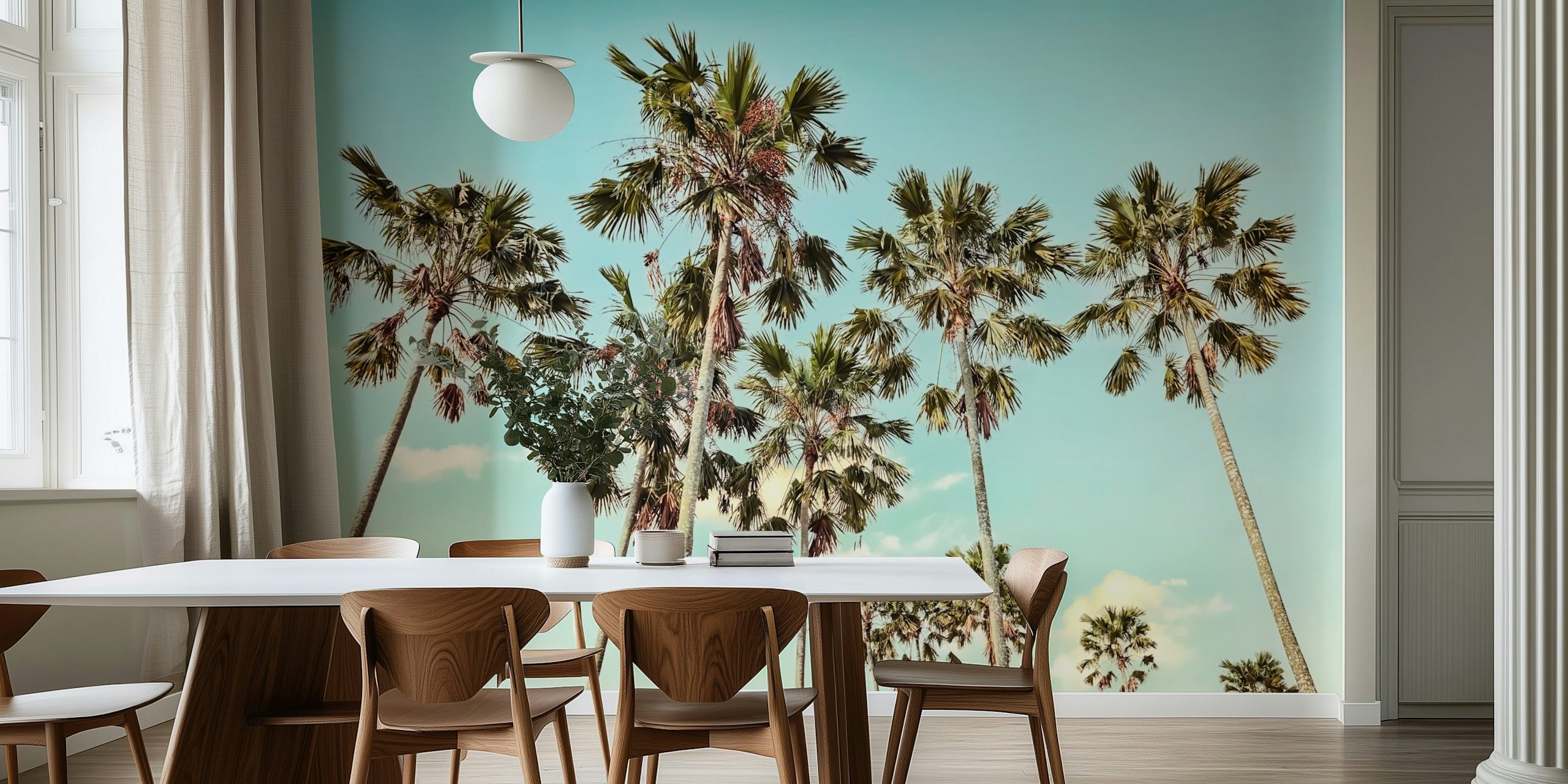 Exotic Vibes tropical palm wallpaper in interior