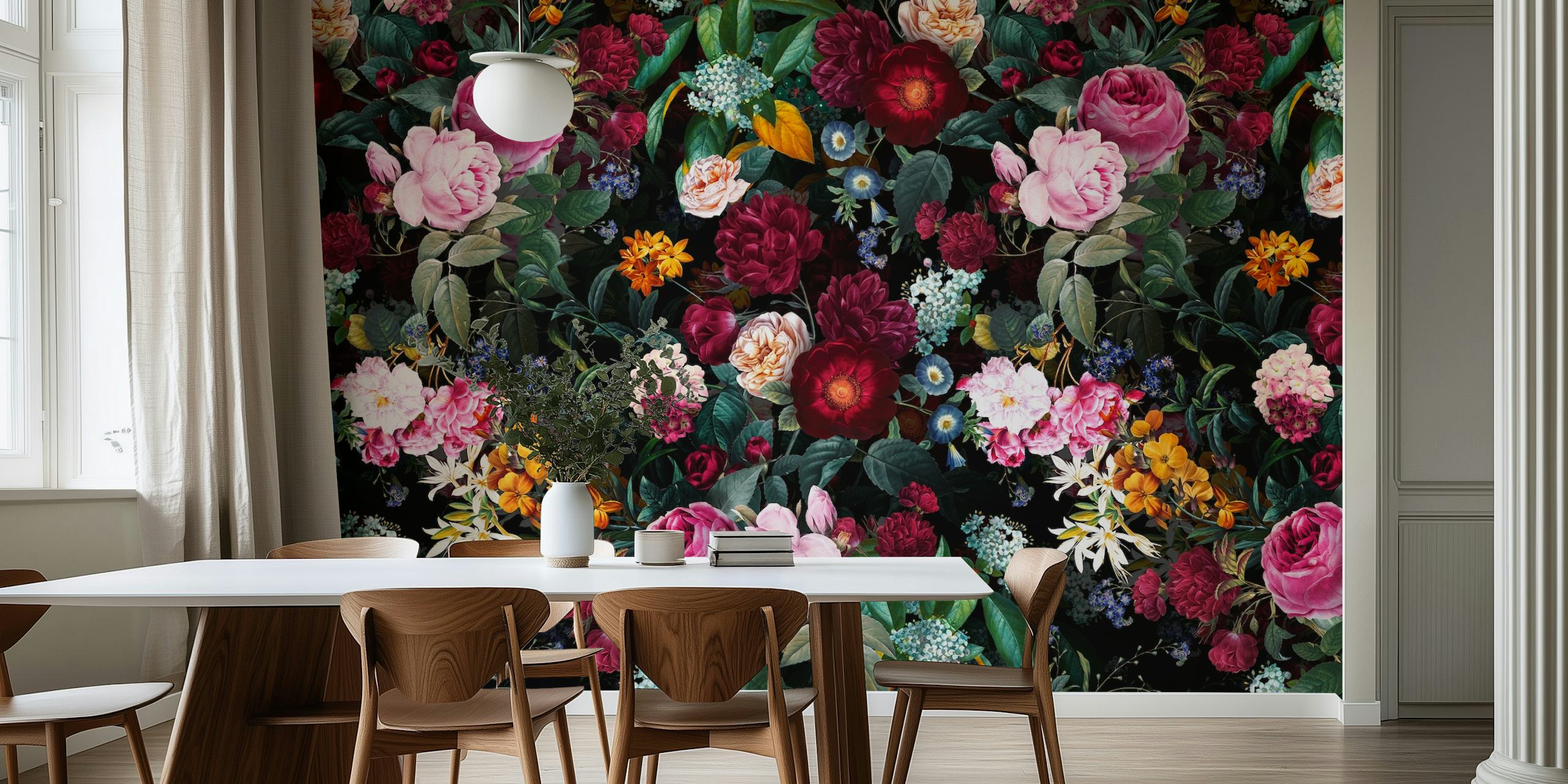 Witches Garden V floral wallpaper displayed in a room