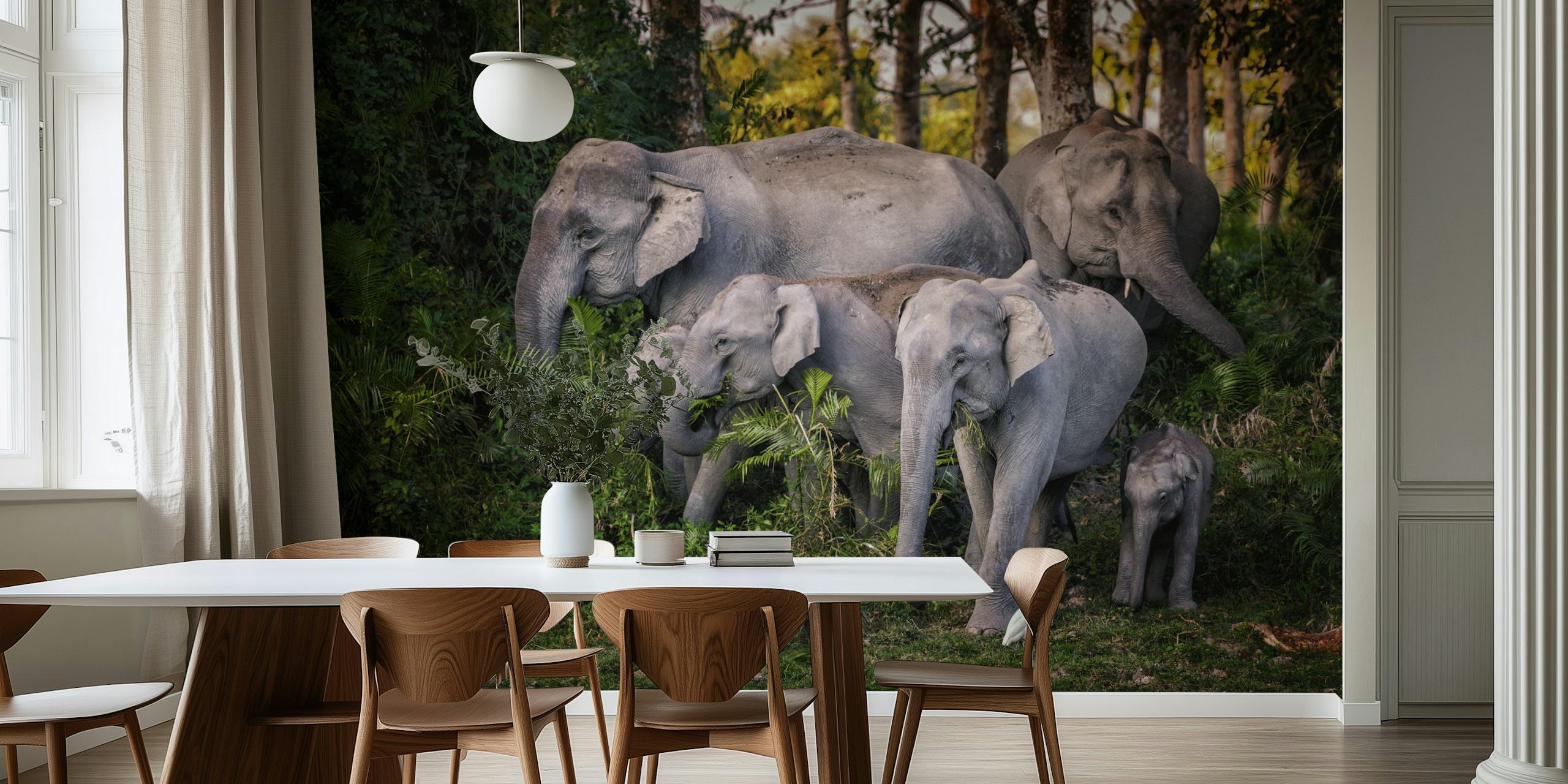 Tapetti, jossa on tasty leaves -kuosi huoneessa