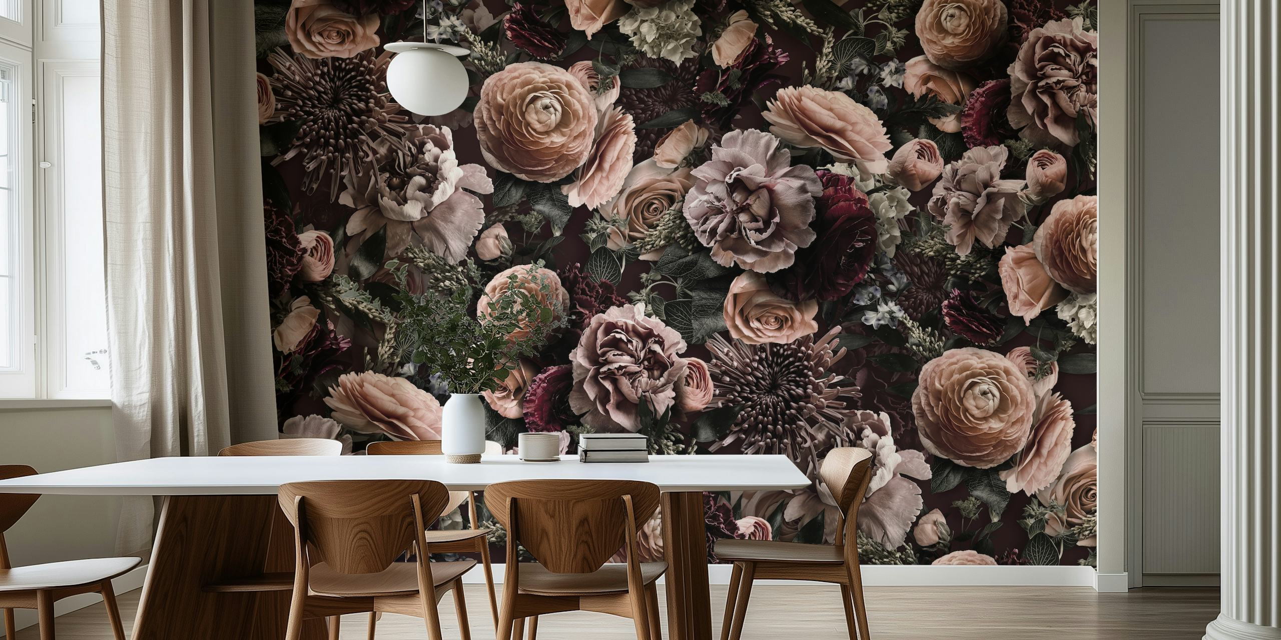 Baroque floral wallpaper design in a room