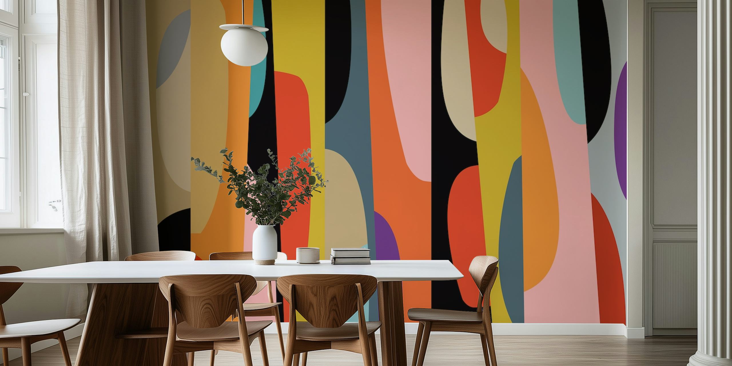 Papel de parede vibrante Abstract G7 em um quarto moderno
