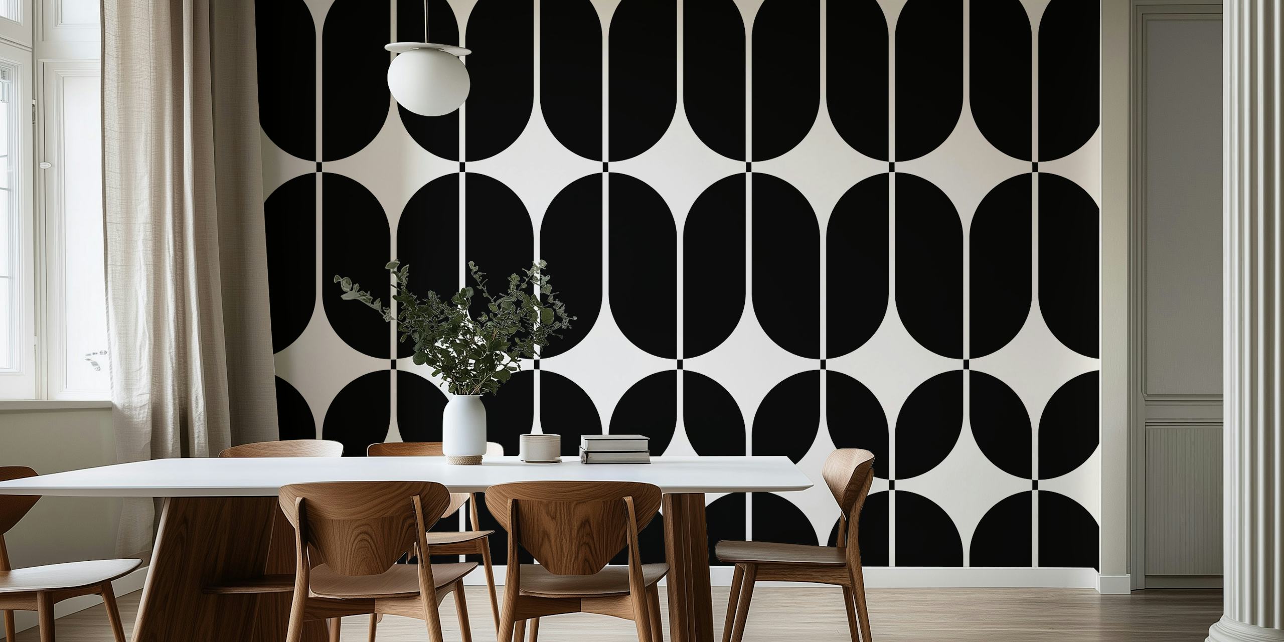 Musta ja valkoinen mid-century suunnittelu