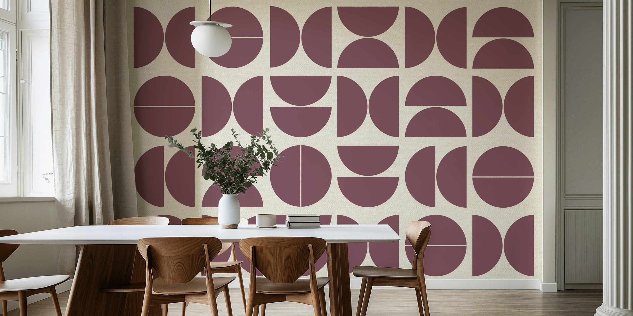 Geometric shapes in muted wine on light background wallpaper