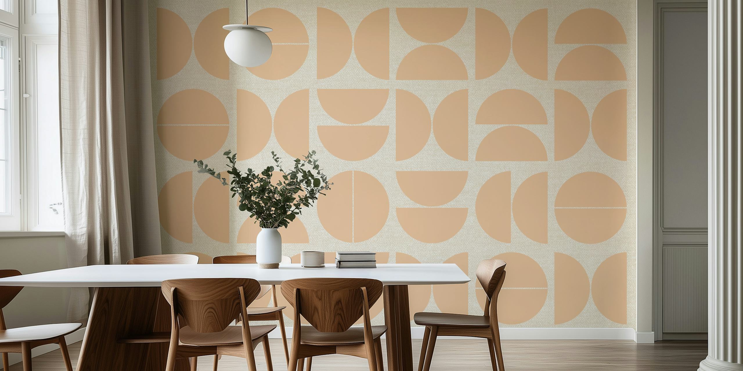 Ivory Blush Bauhaus wallpaper in a room