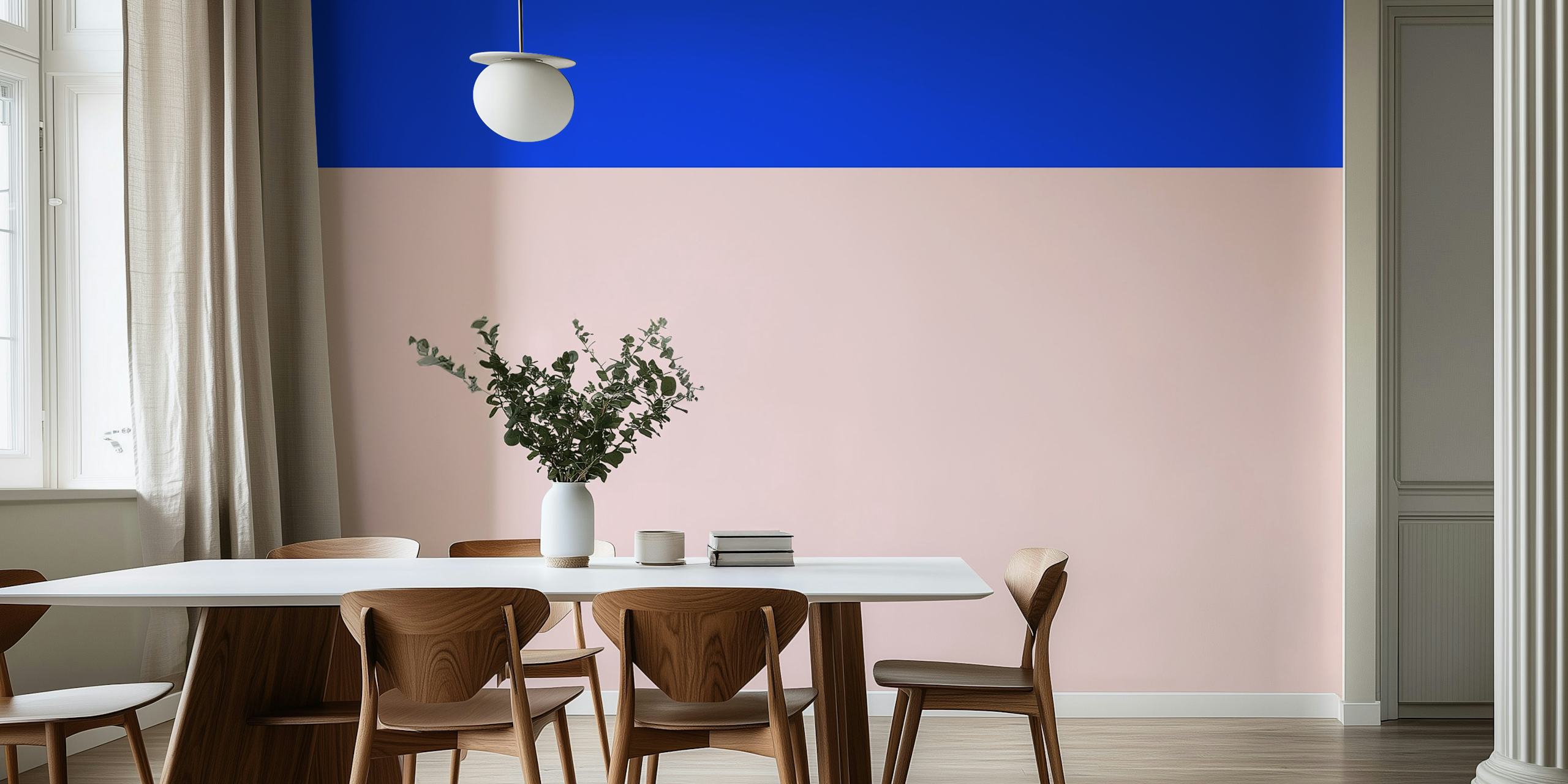 Blue and pink geometric wallpaper with blocks