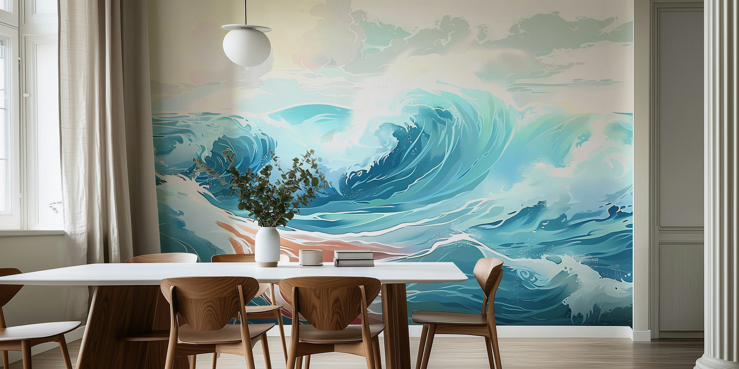 Papel pintado Rough Sea 2 mostrado en una habitación