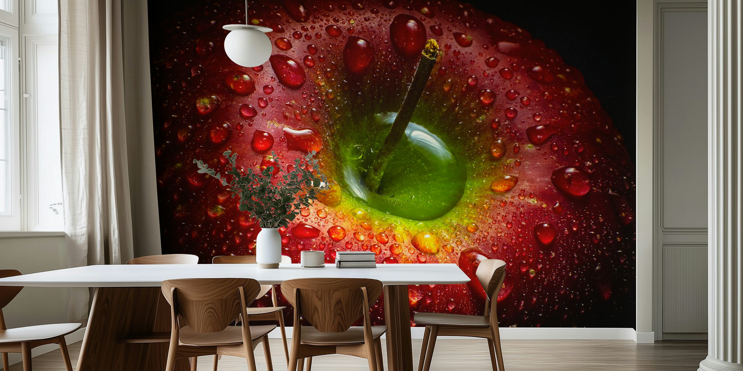 Red apple s kapkami na displeji