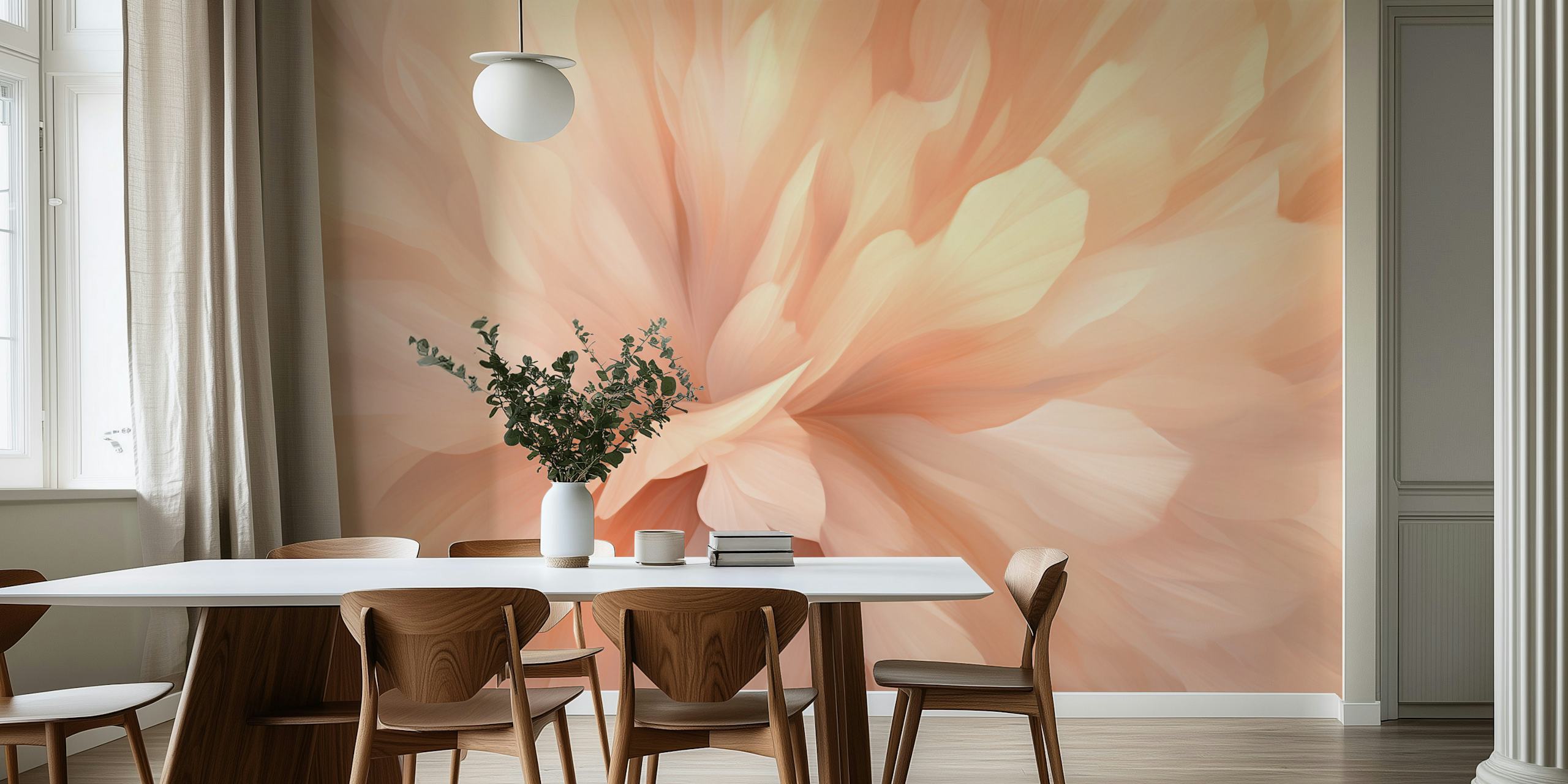 Abstract flower tapet i ett rum