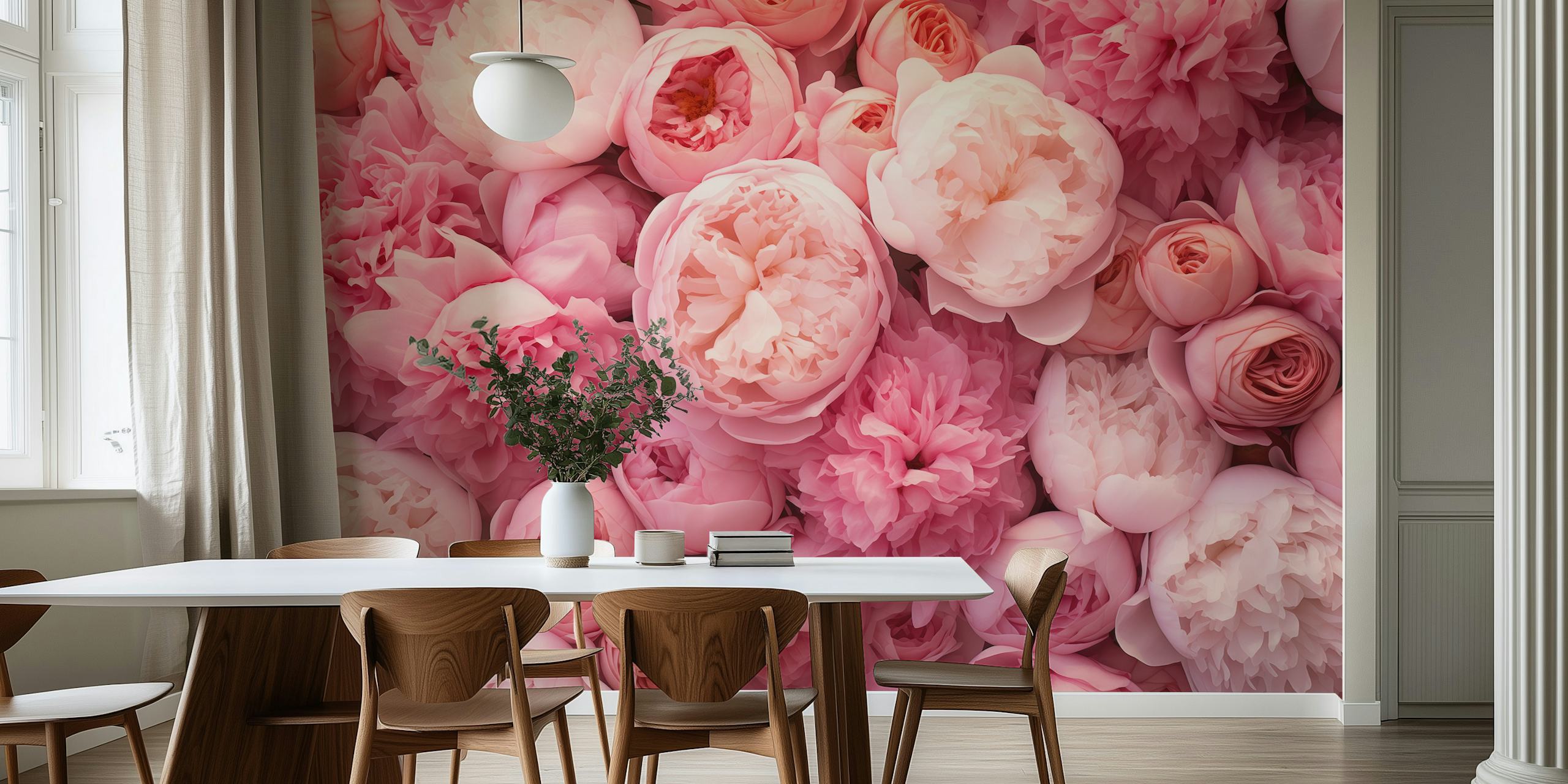 Floral pattern in shades of pink and white wallpaper