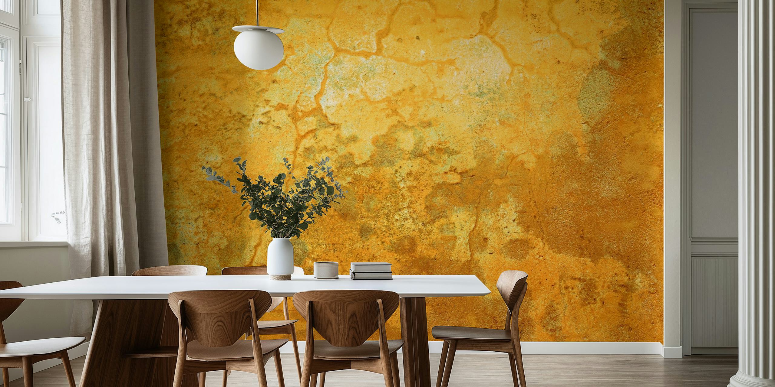 Old Yellow Wall design em um quarto