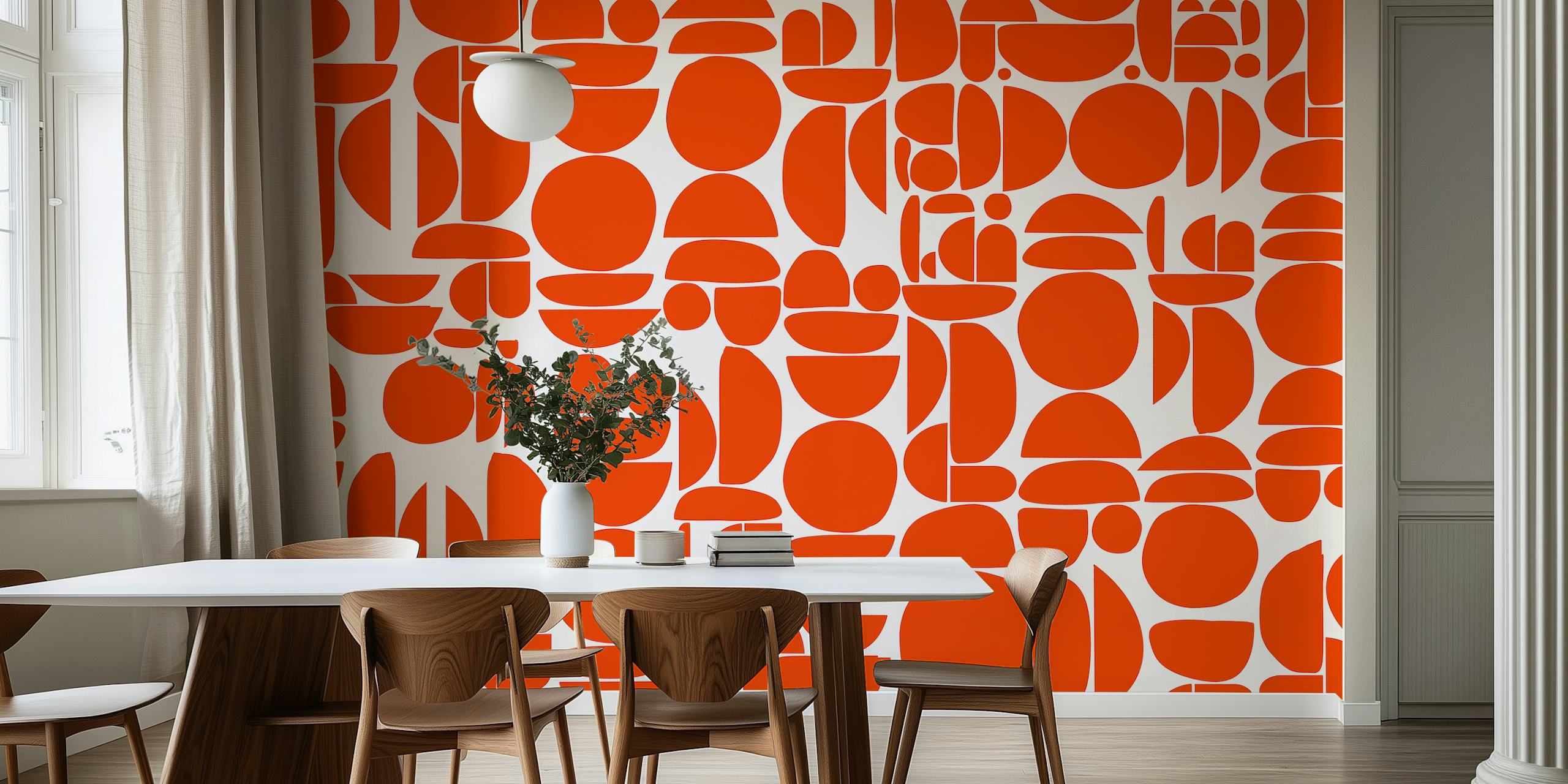Crimson cutouts wallpaper in a modern room
