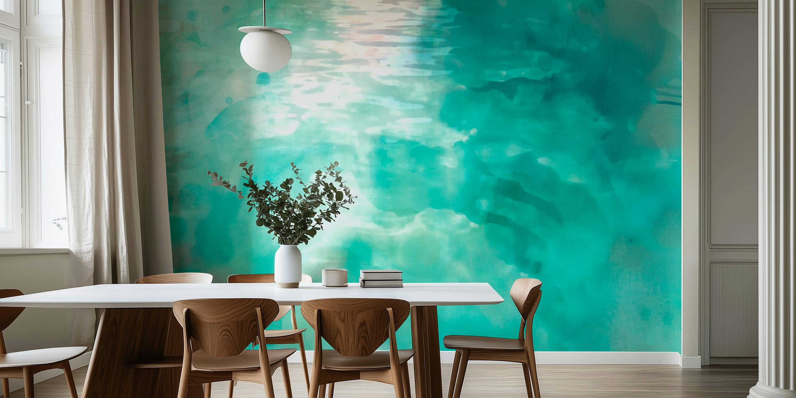 Abstrakti merensininen ja vihreä tapetti