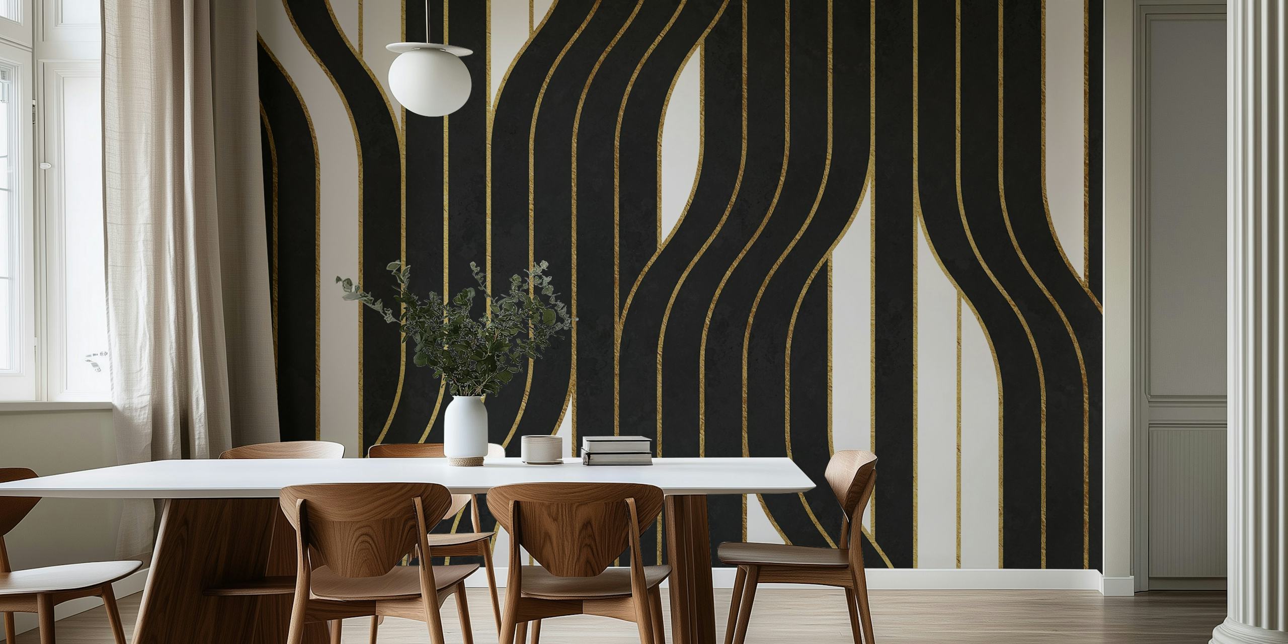 Black and white luxury lines wallpaper design