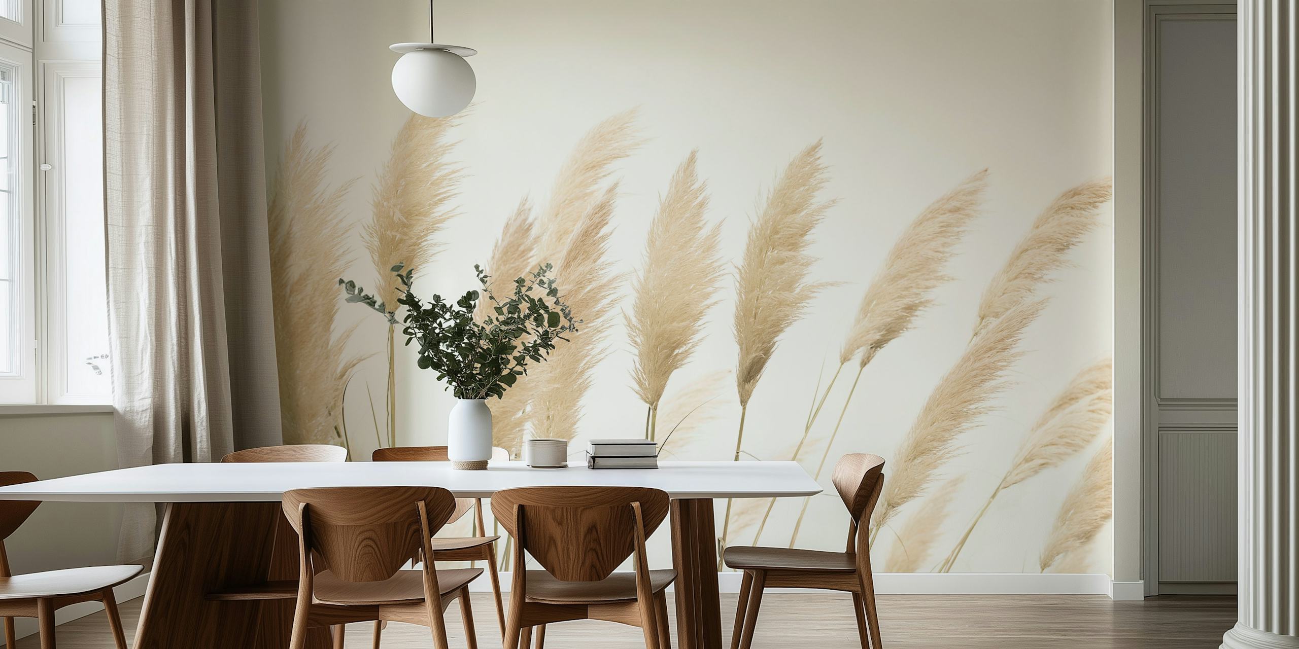Diseño de papel pintado Pampas en una habitación