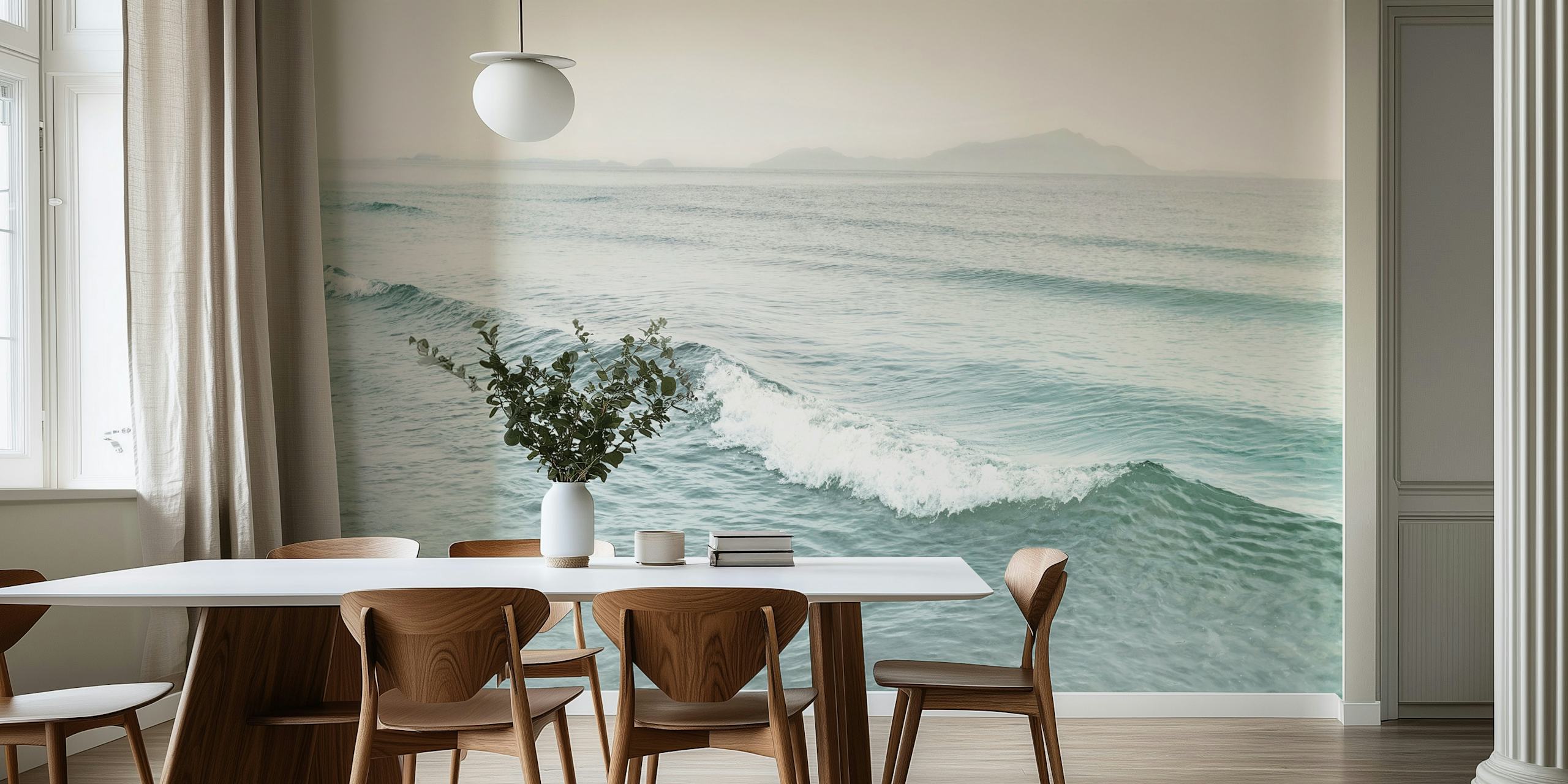 Sea wave wallpaper in a coastal setting