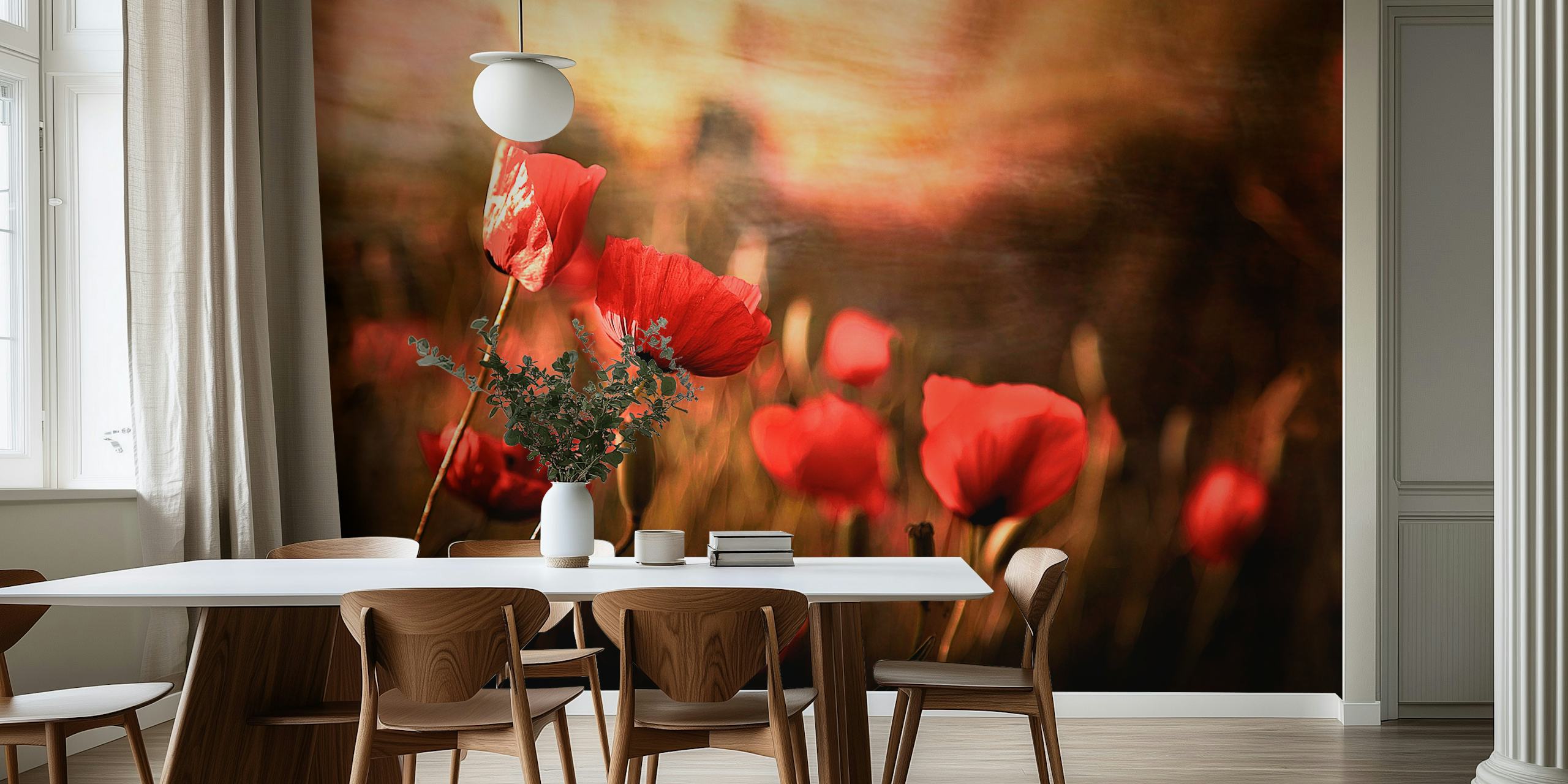 Red flowers in a garden with soft background wallpaper