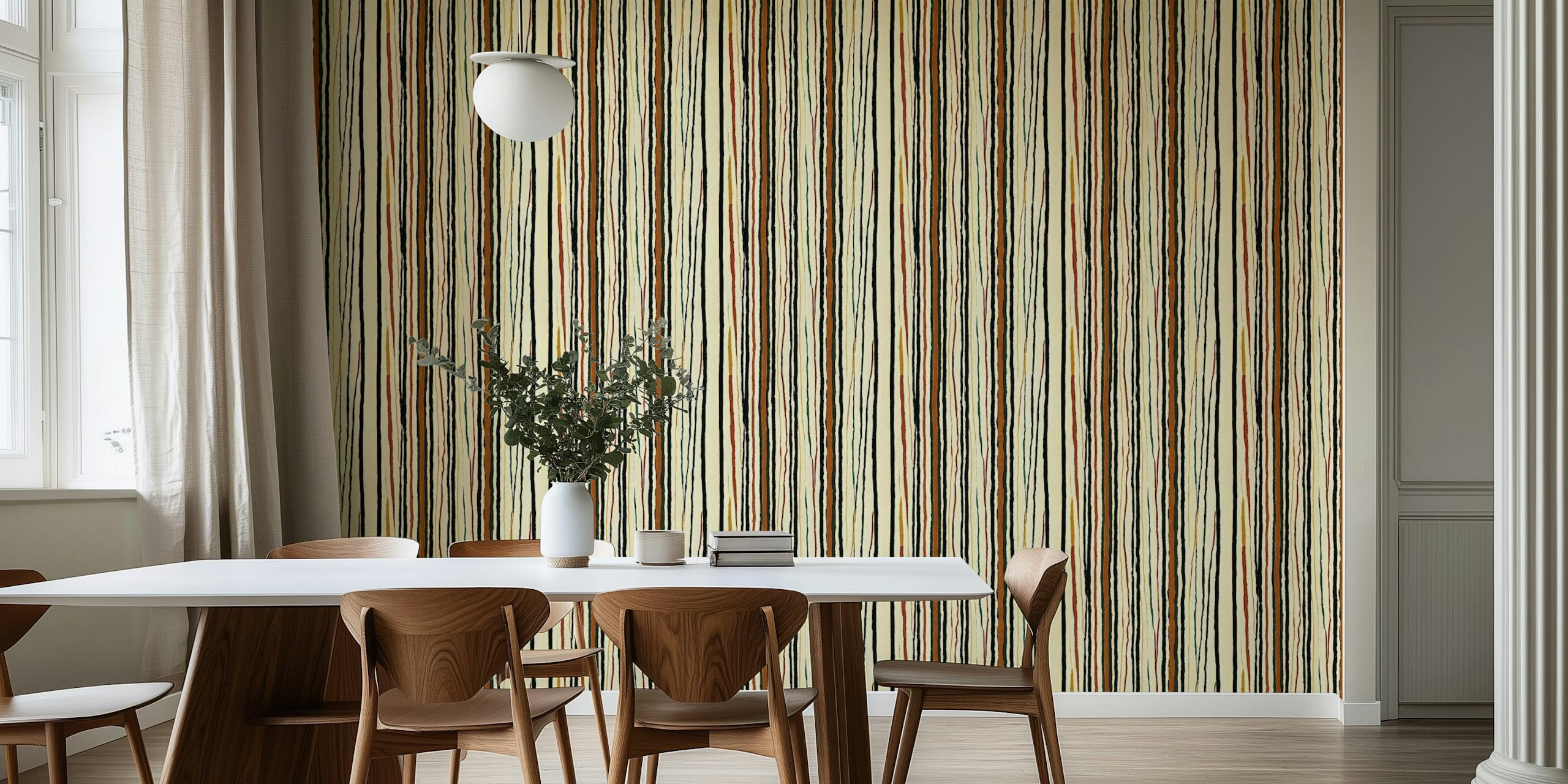 Colorful striped pattern in shades of cream, brown, and orange wallpaper