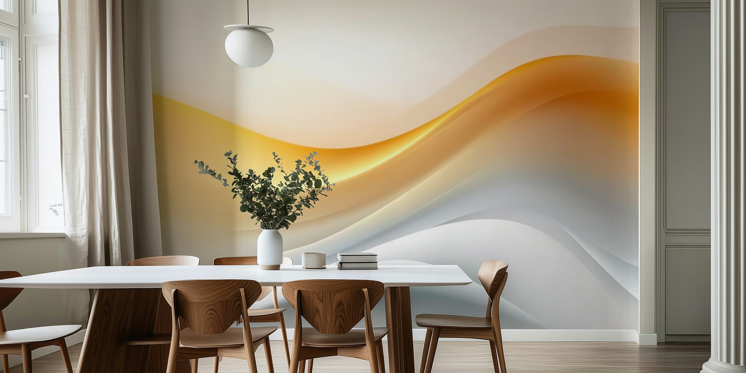 Carta da parati Golden Waters Ethereal Waves in una stanza