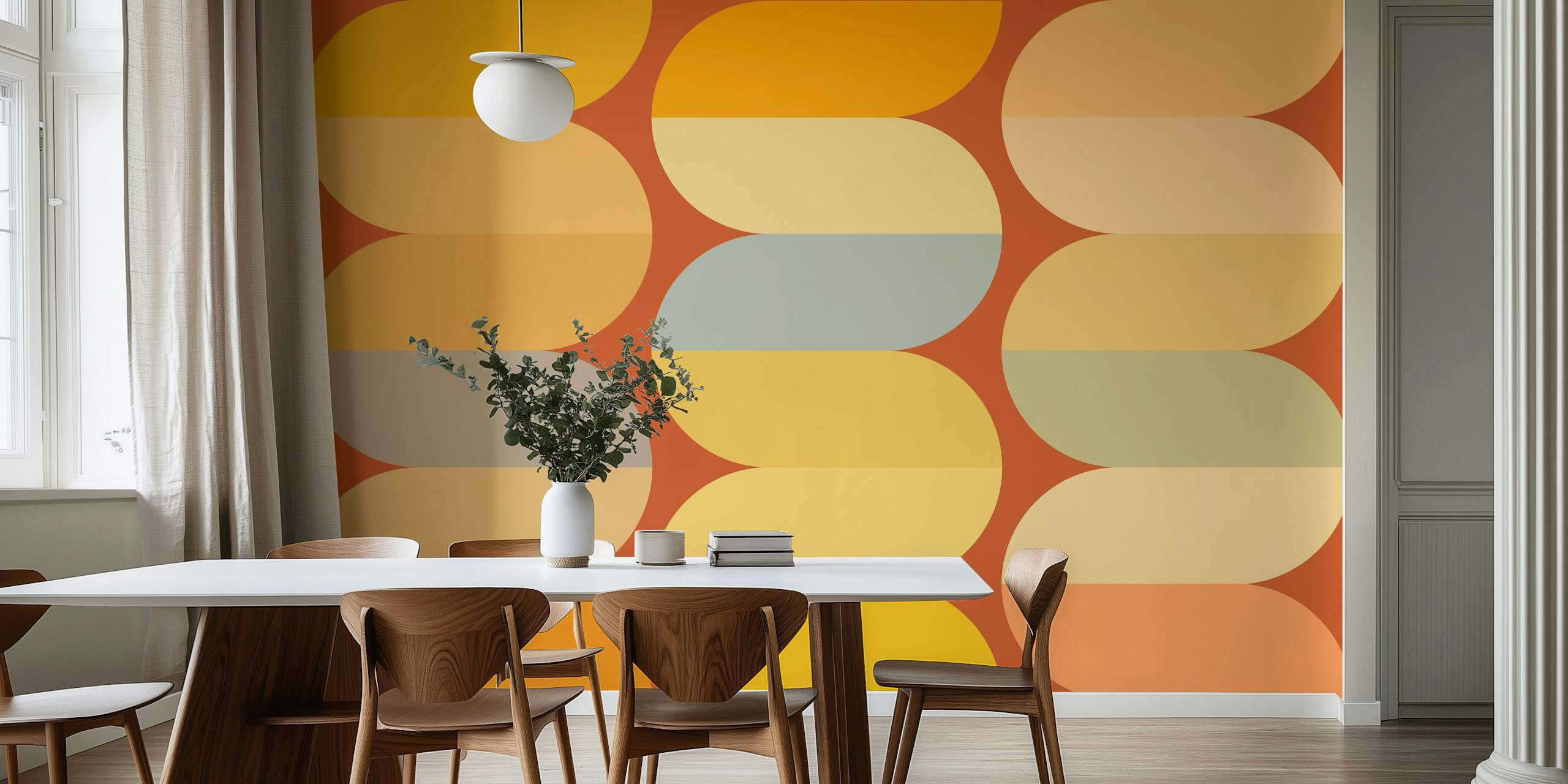 Mid-Century Sunshine Vibes Fall Color diseño de papel tapiz