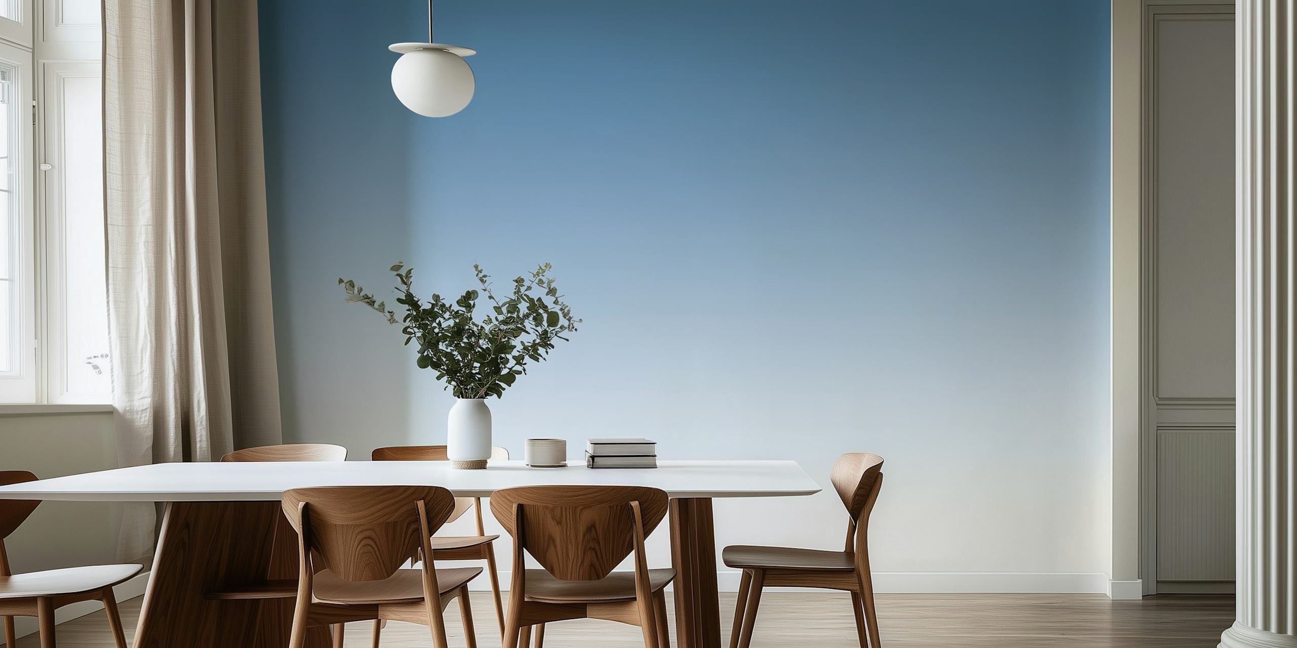 Serene blue gradient wall mural transitioning from light to navy blue