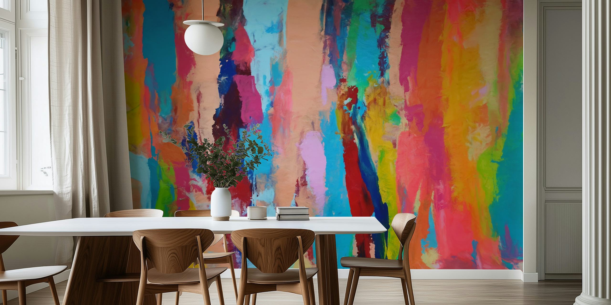 Colorful abstract brushstroke wallpaper with vibrant hues