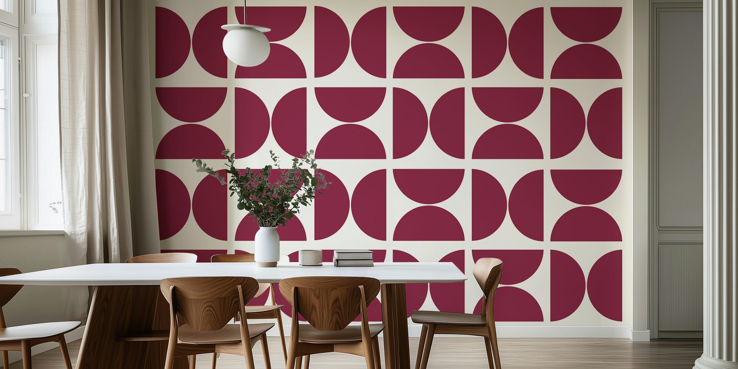Minimal magenta Bauhaus wallpaper design