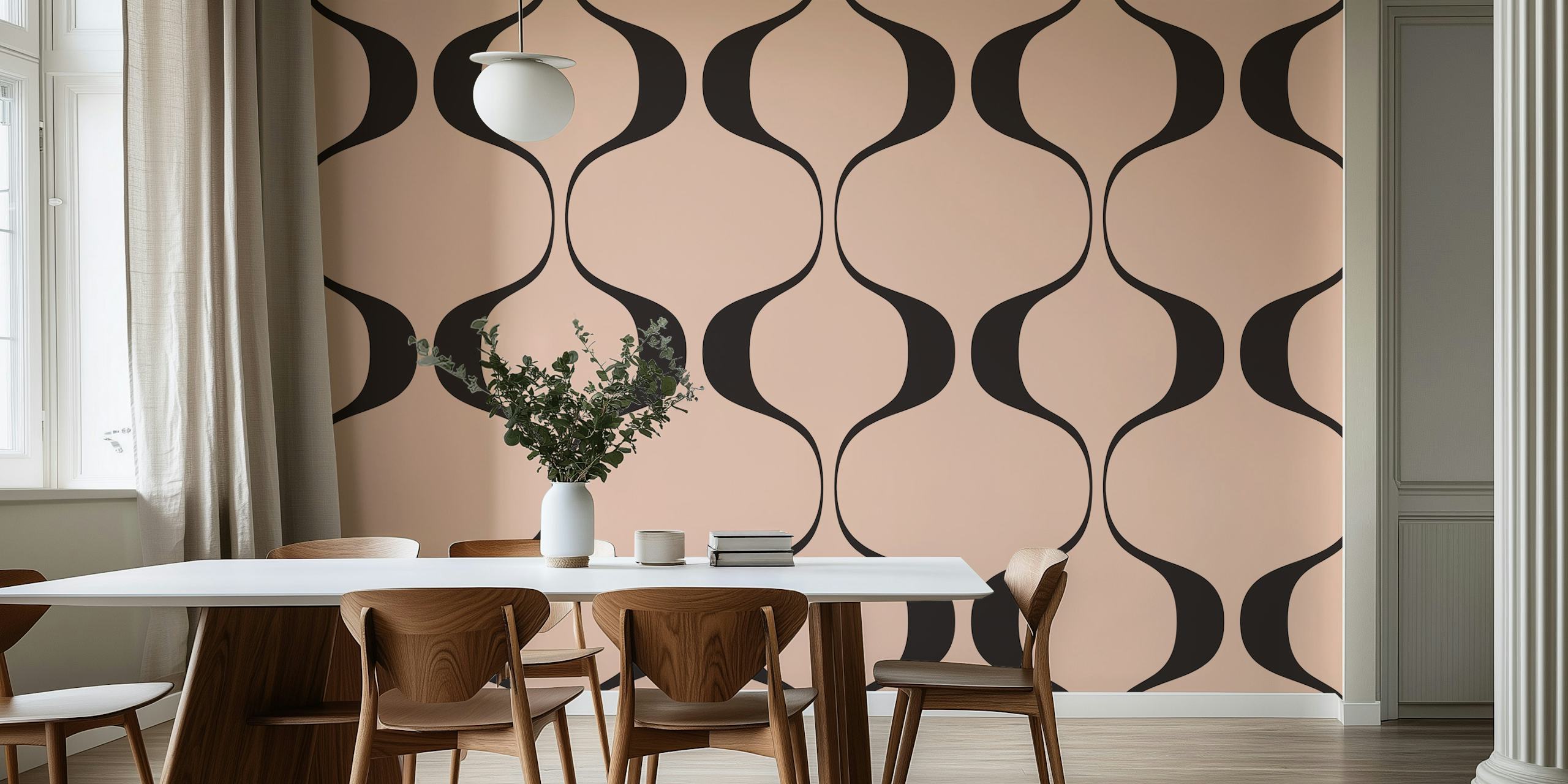 Muted Retro Abstract Geo Wave wallpaper design