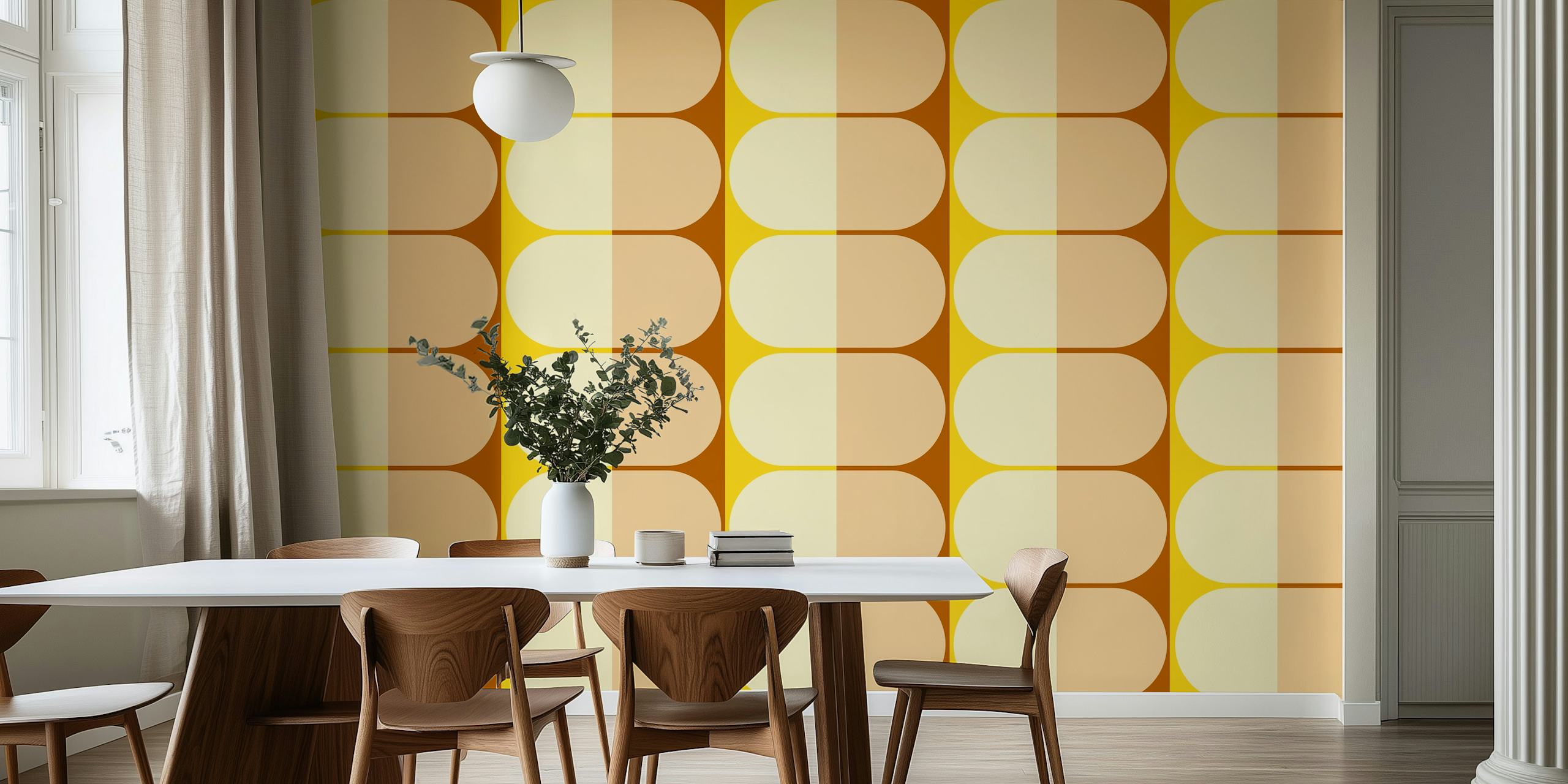 Mid-century vintage abstract geo wallpaper design