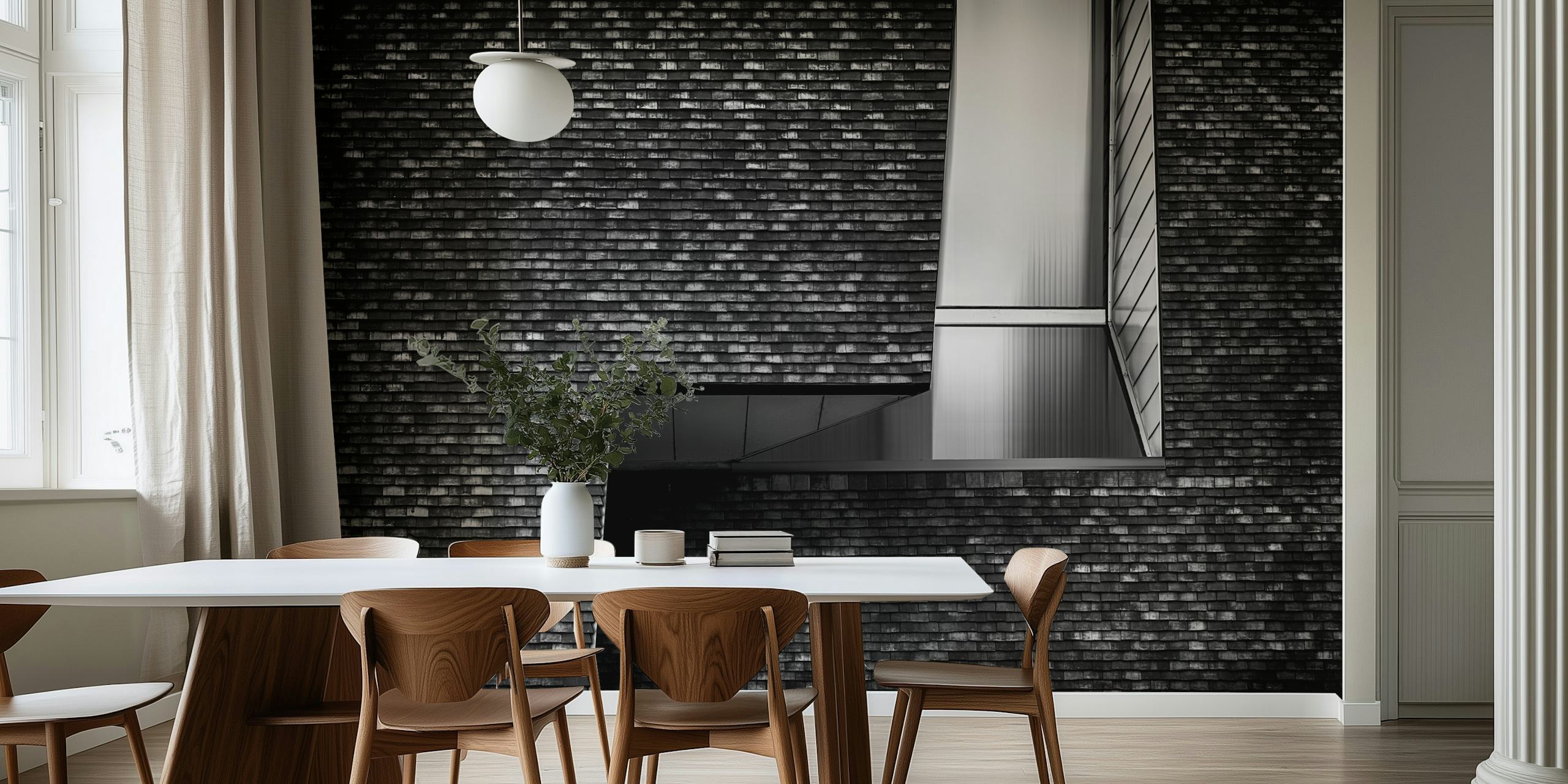 Geometric patterns in black and white, contemporary wallpaper