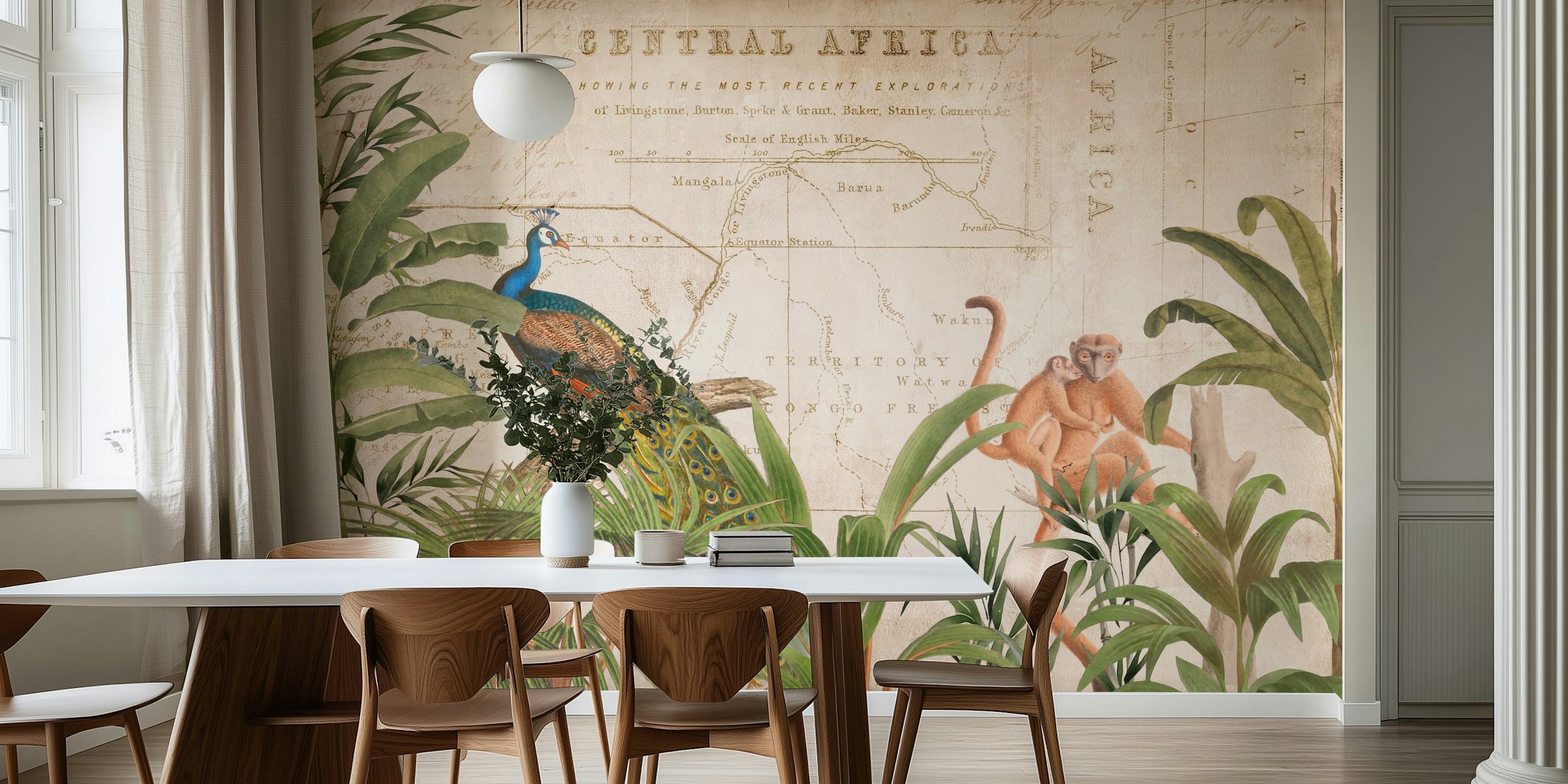 Africa Vintage Wildlife wallpaper in a room