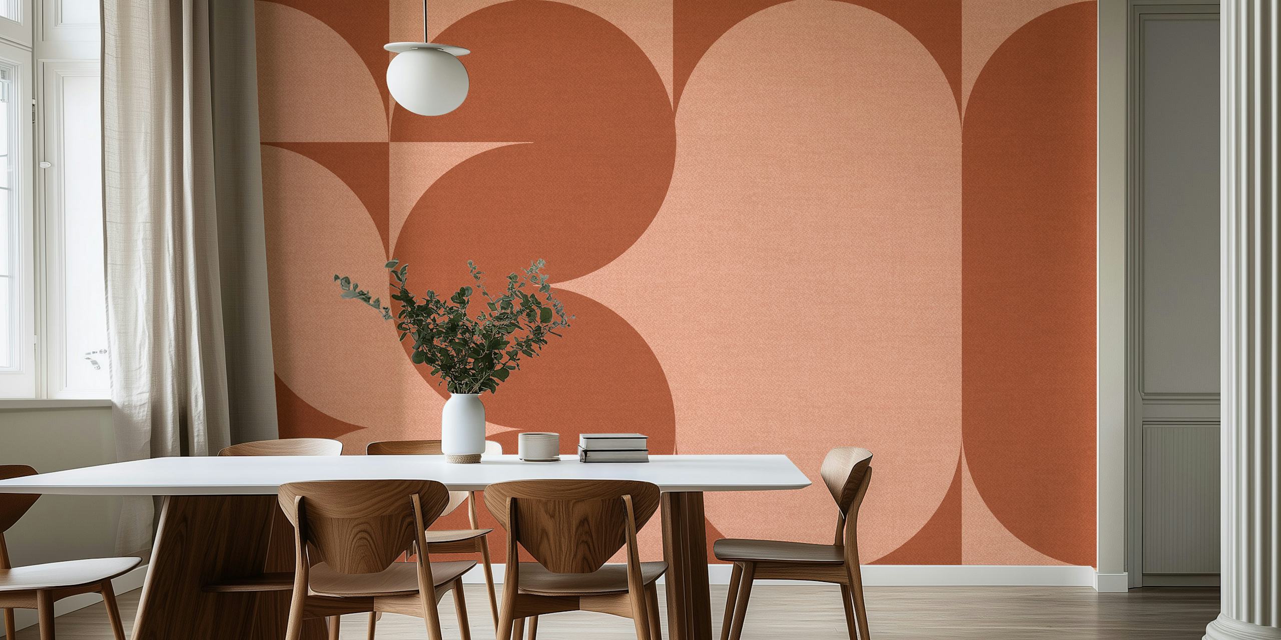 Warm Retro Linen Collage wallpaper in a room