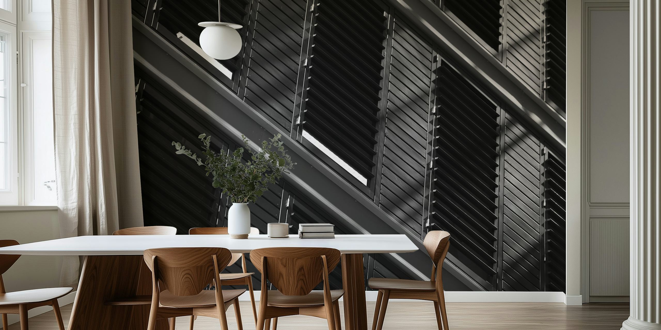 Monochrome blinds and shadows wall mural