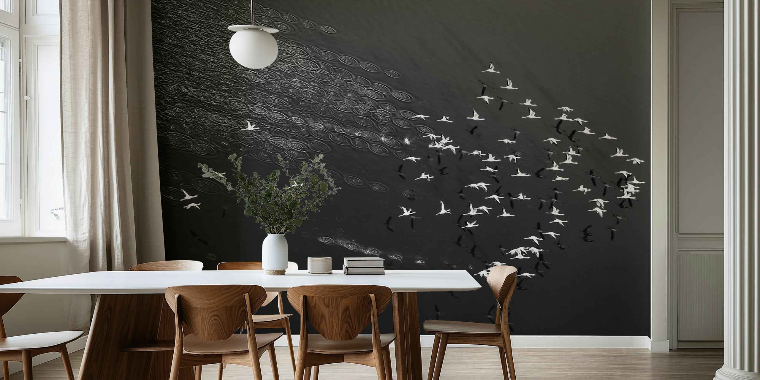 Vibrant Take Off Wandmural mit einem fliegenden Flugzeug