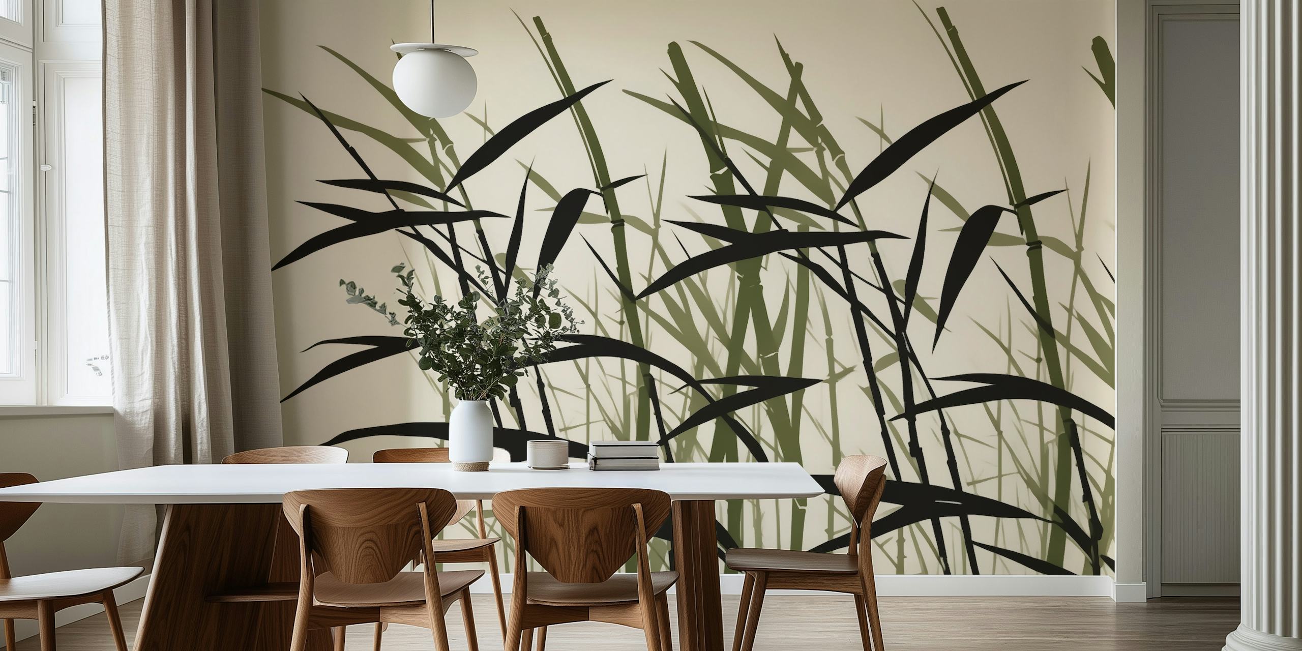 Wild Bamboo Grasses on a cream backdrop