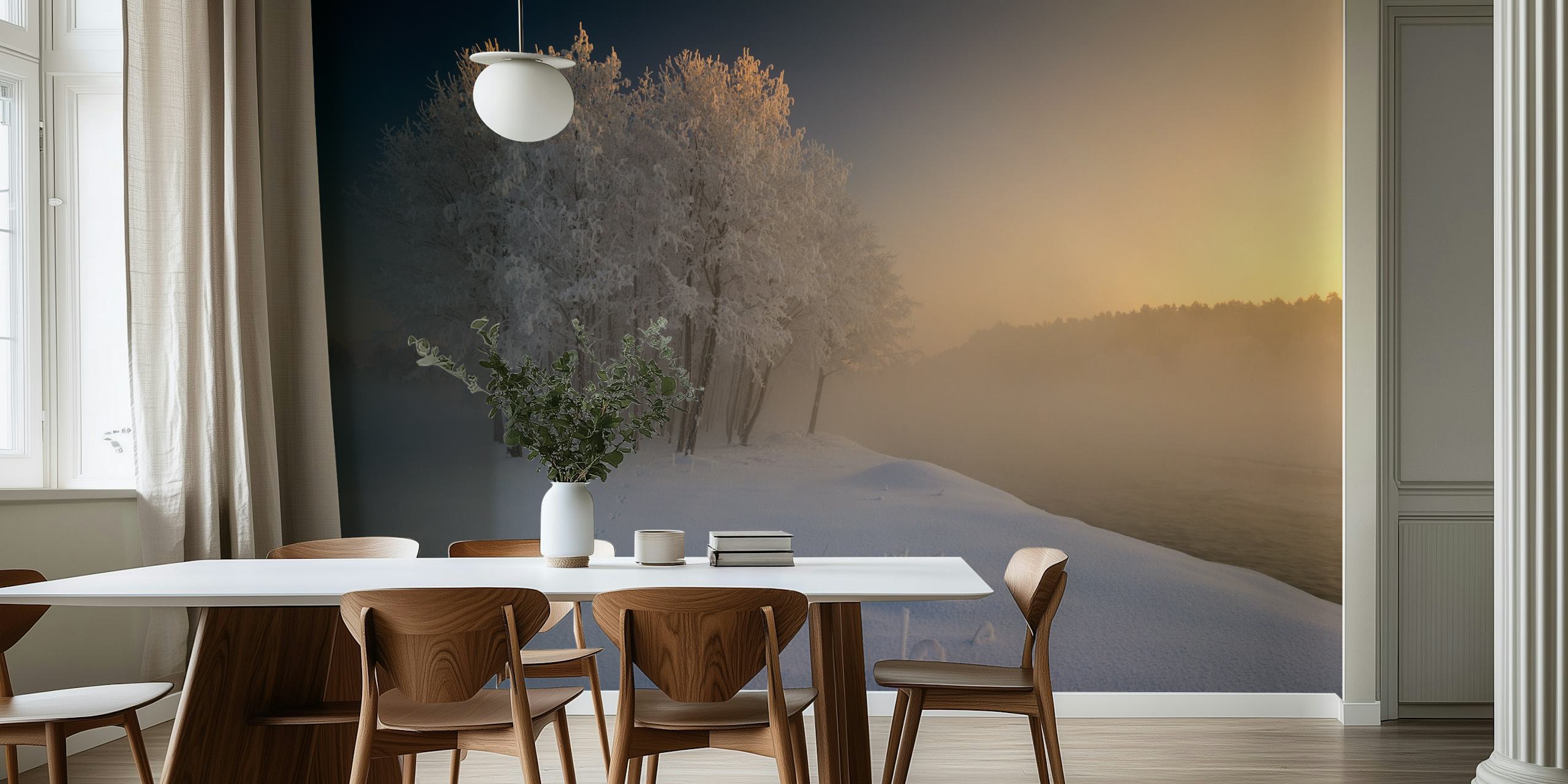 Winter landscape wallpaper huoneessa