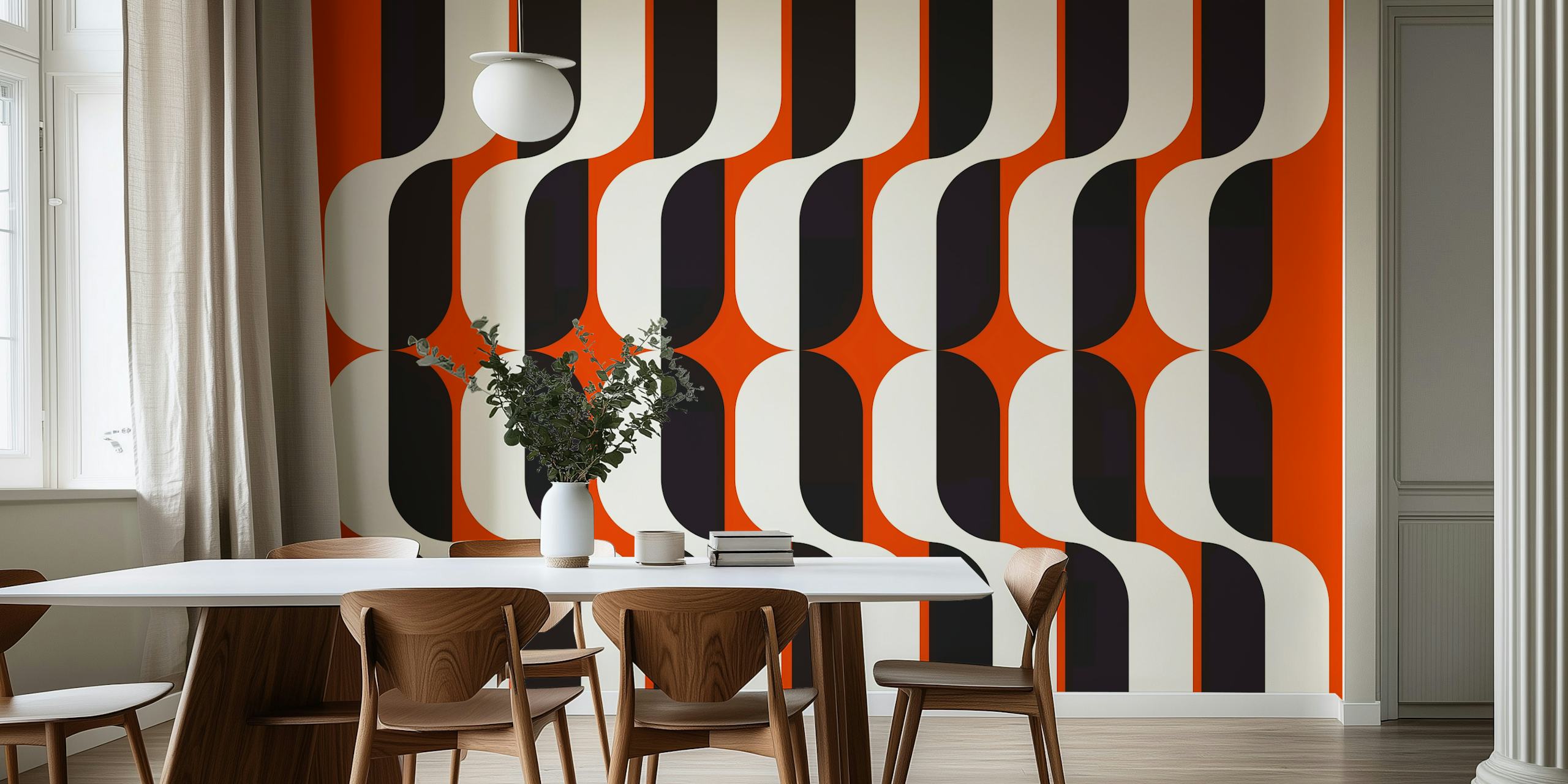 Papel pintado Vintage Abstract Bauhaus Wave en una habitación