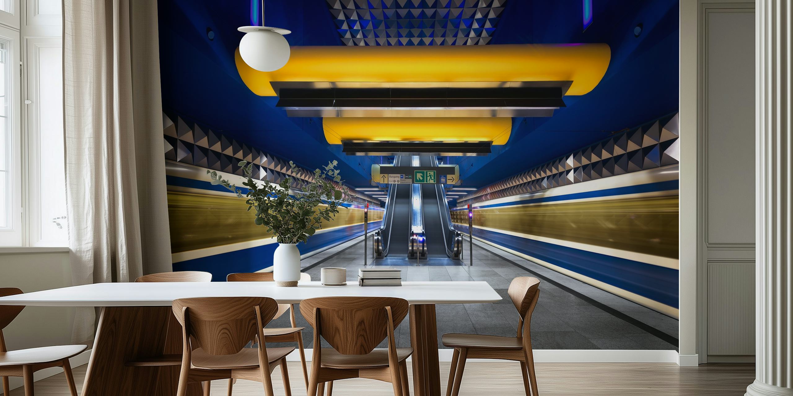 Munich Underground behang in een moderne kamer