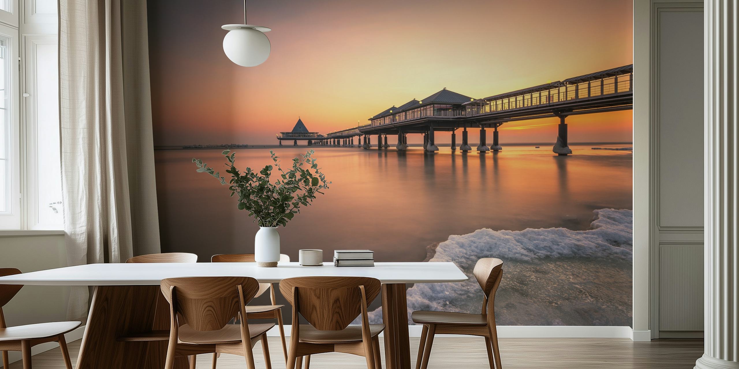 Ice Age wall mural with a frozen landscape and sunrise